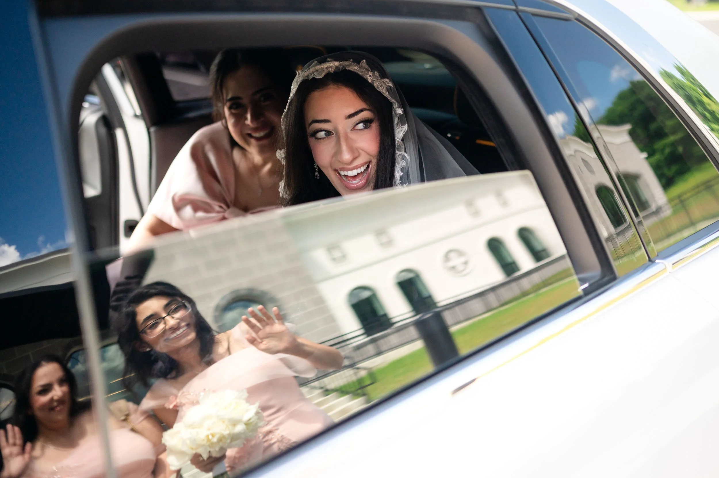 Bride in limo Nashville Symphony Schermerhorn Symphony Center Wedding Photography