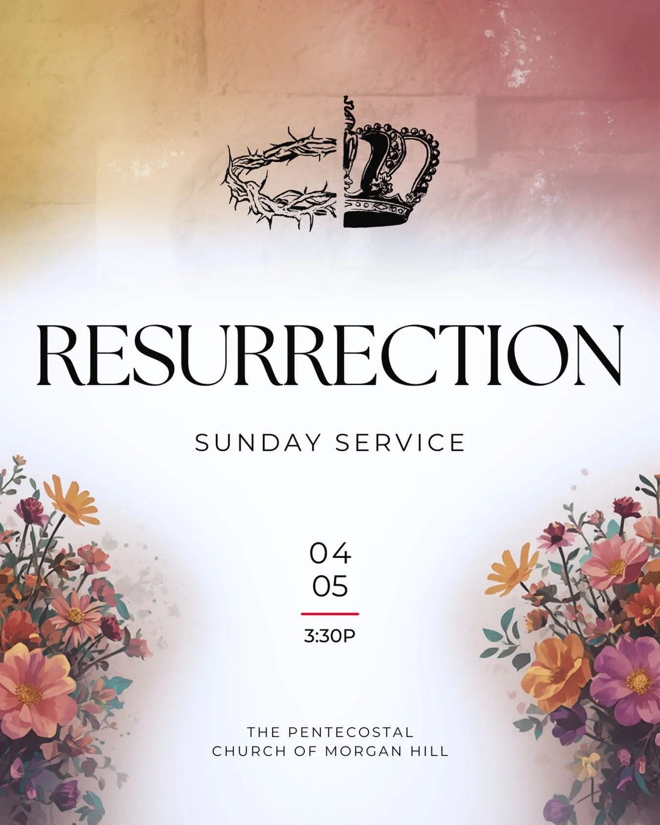 🌅 He Is Risen! 🌅

Join us this Resurrection Sunday as we celebrate the One who died and lives again! 🙌

📅 April 5th
🕒 3:30 PM
📍 16970 Dewitt Ave, Morgan Hill
⛪ Pentecostal Church of Morgan Hill

Bring the whole family! We&rsquo;ll have:
🥚 East