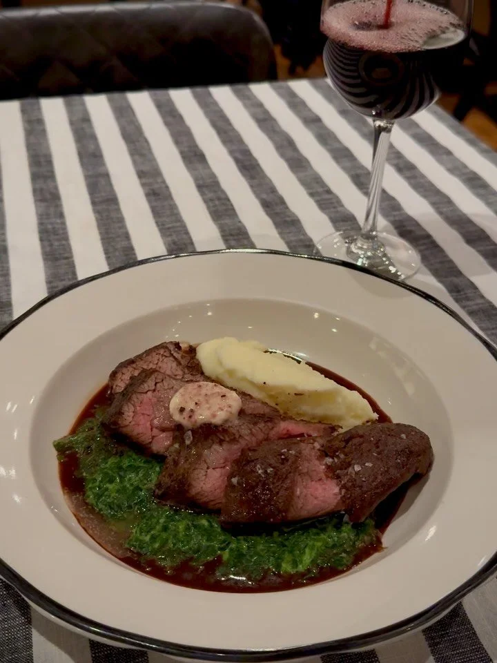 The perfect December dinner is waiting for you! Our latest seasonal menu updates are completely spectacular; get here and eat them while you can. Pictured here:&thinsp;
&thinsp;
Bavette Steak w/Creamed Spinach, Bordelaise, Marrow Butter &amp; Potato 