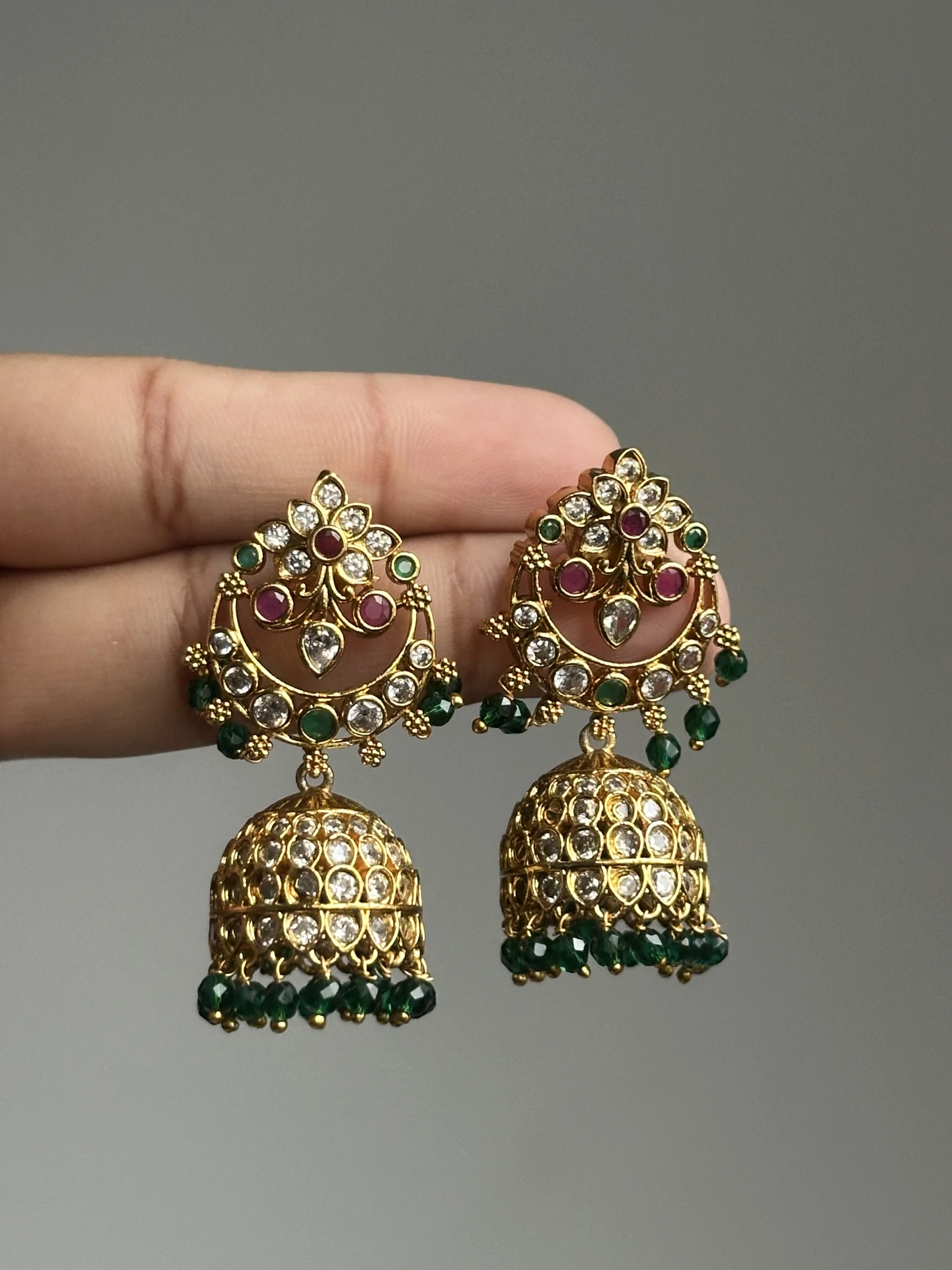 Mini jhumka -Green