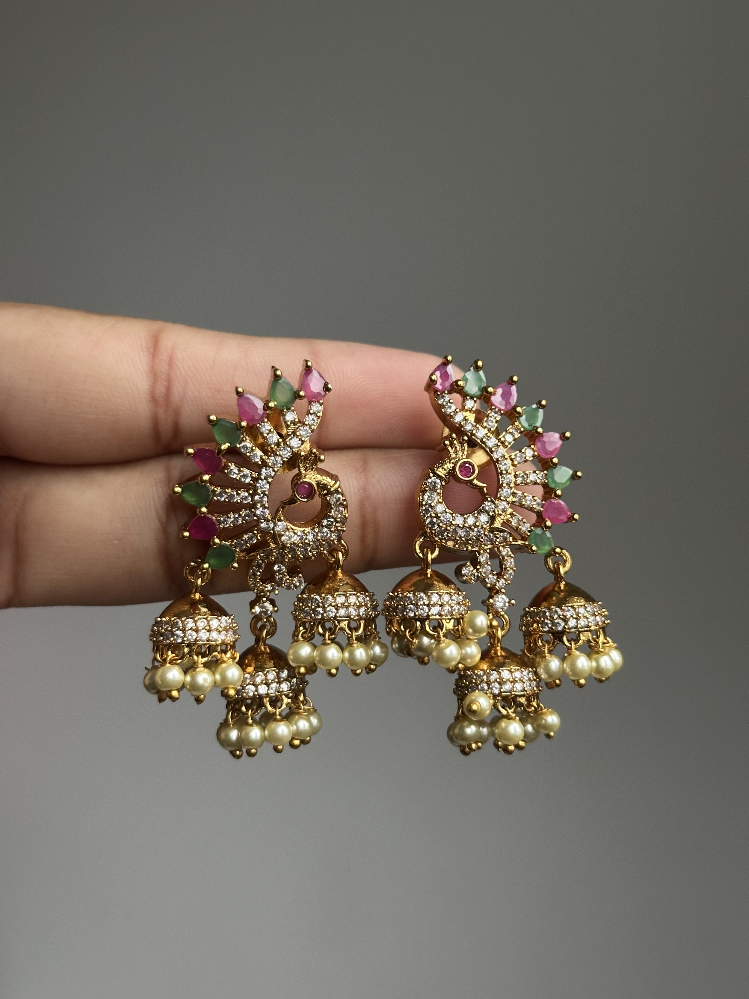 Peacock pearl earrings
