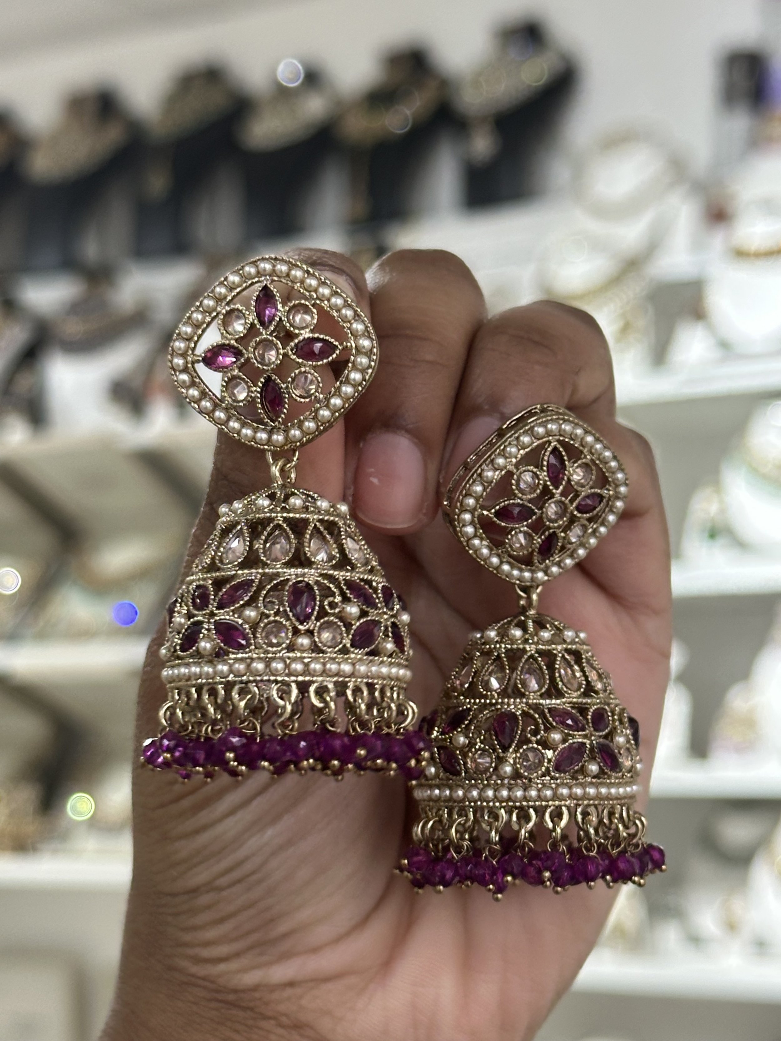 Purple large jhumka
