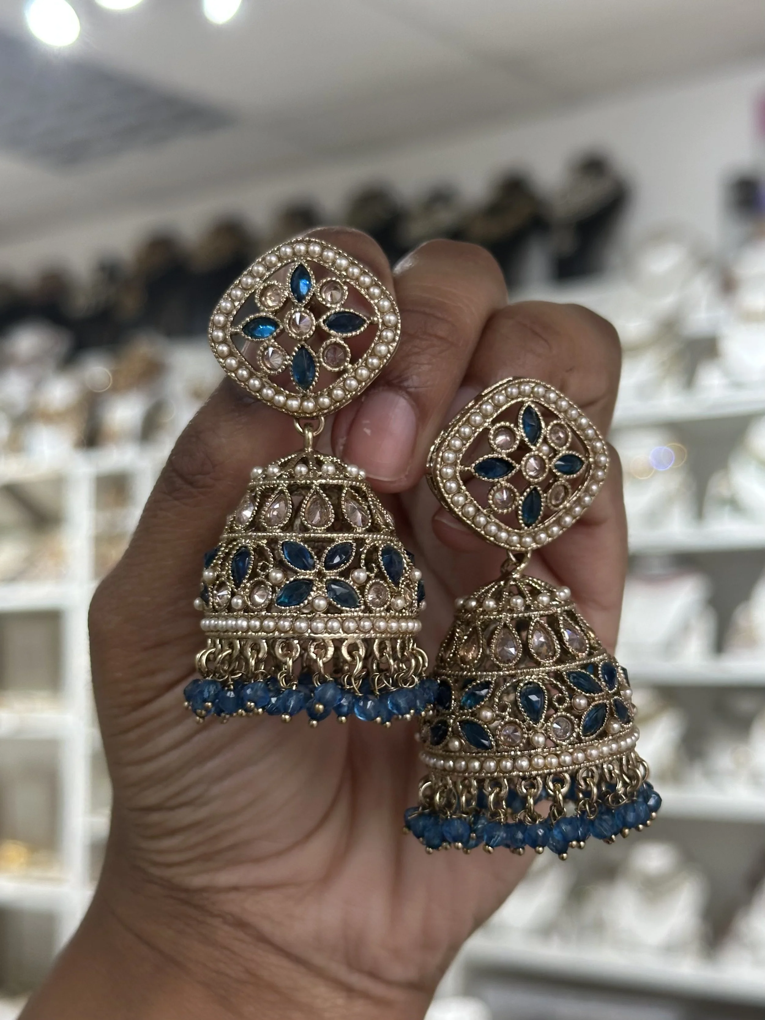 Peacock blue jhumka
