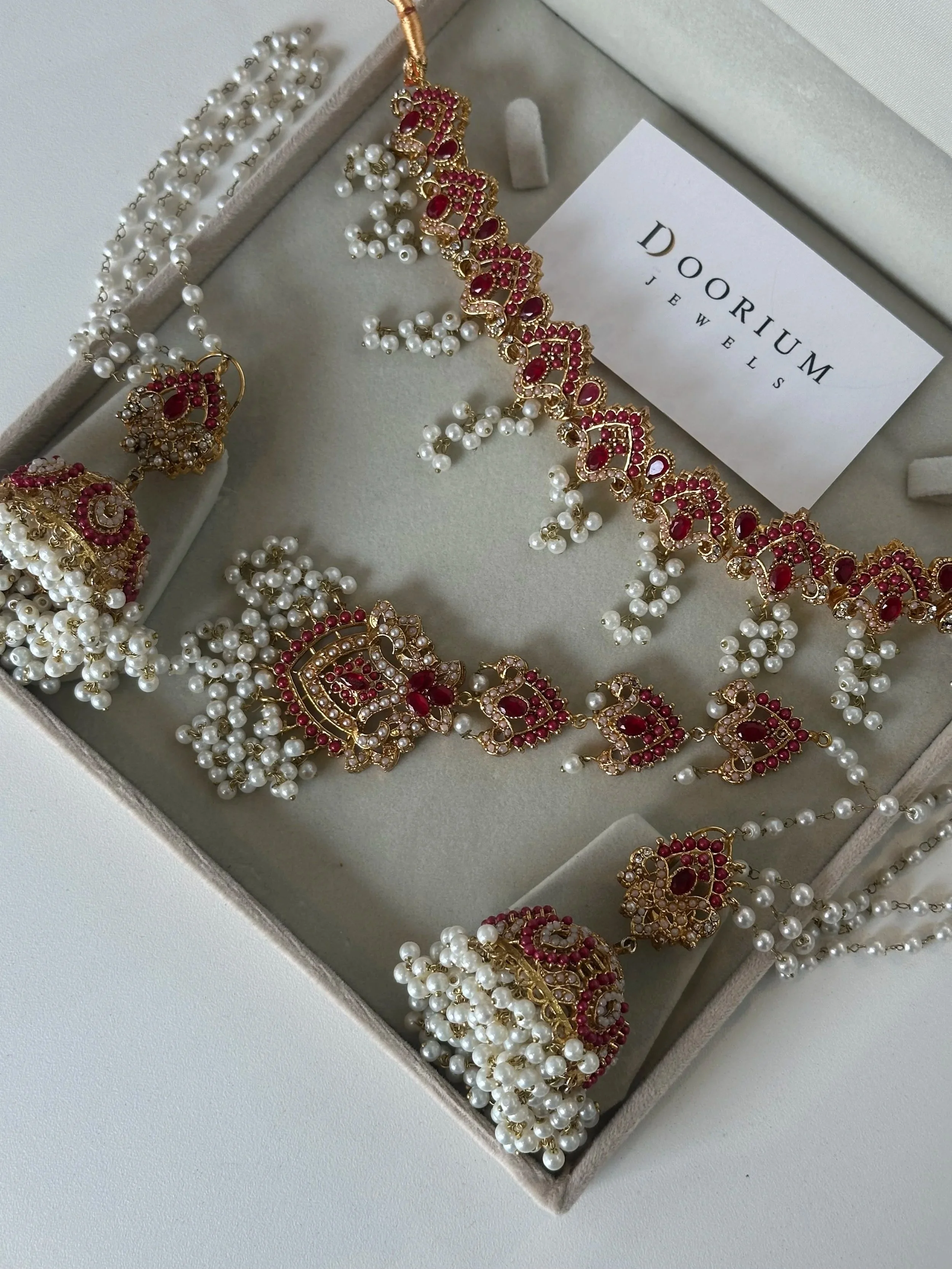 Suba in red and pearl