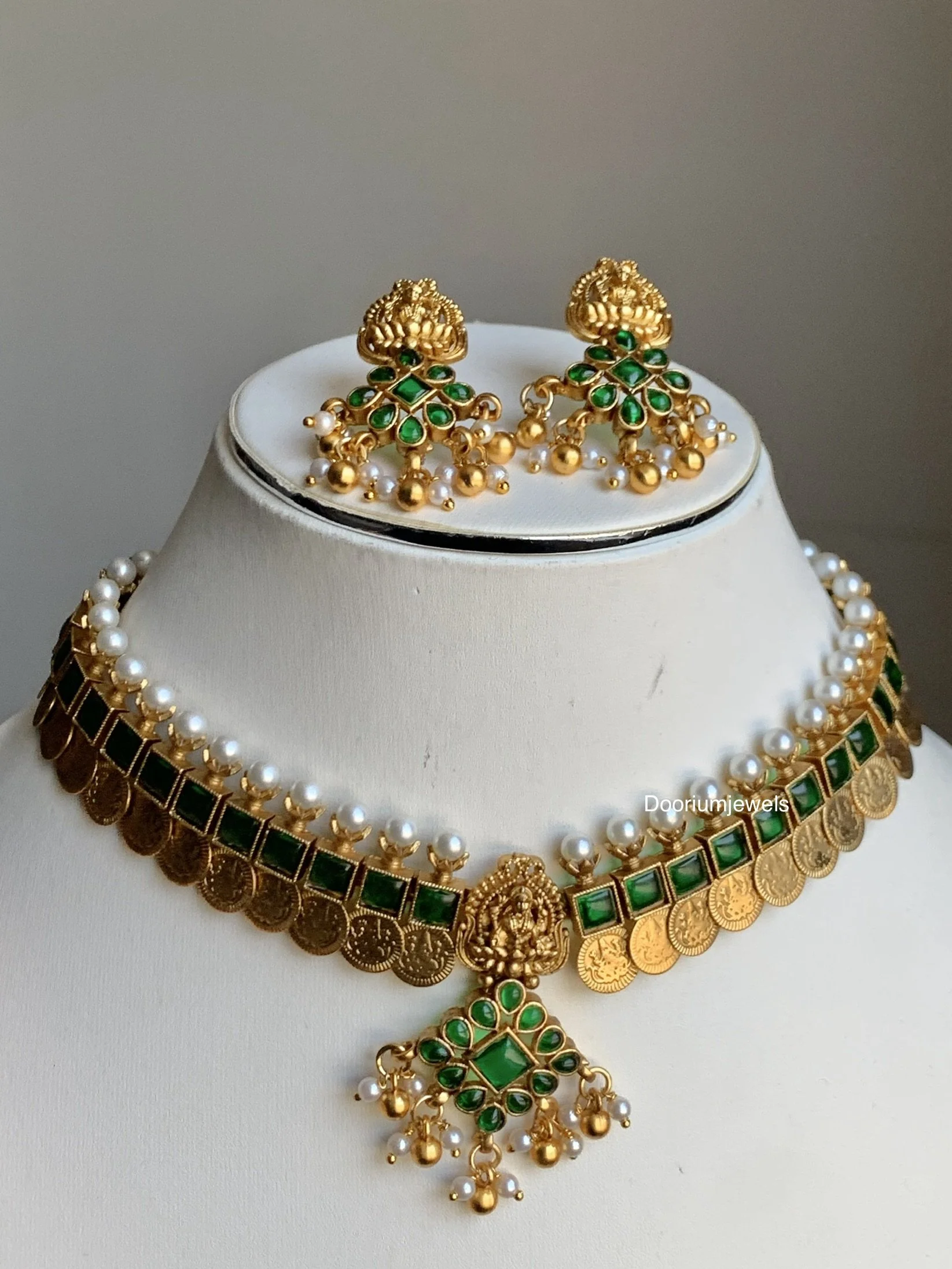 Lakshmi green Kaasu set