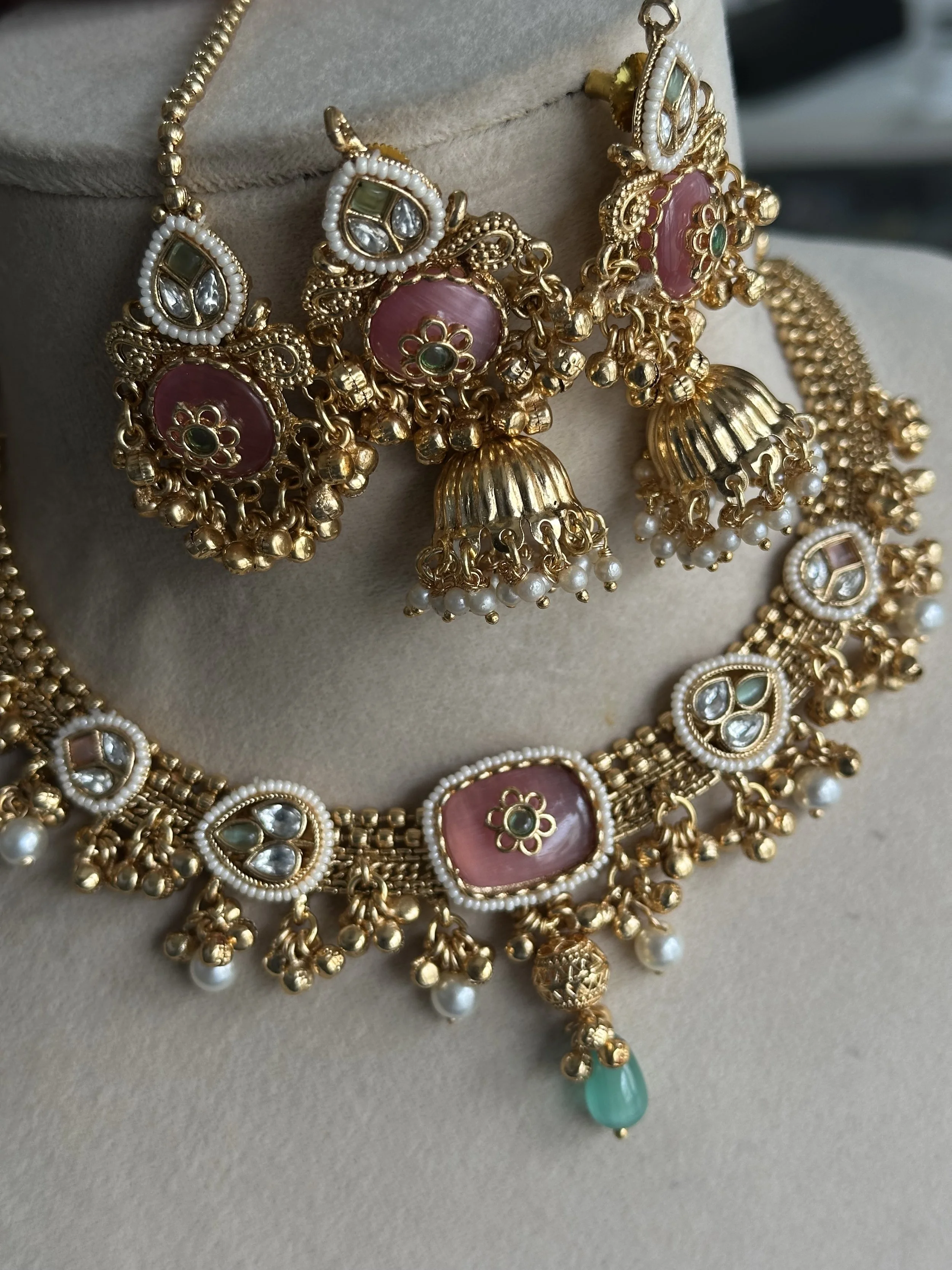 Kashmiri pink necklace