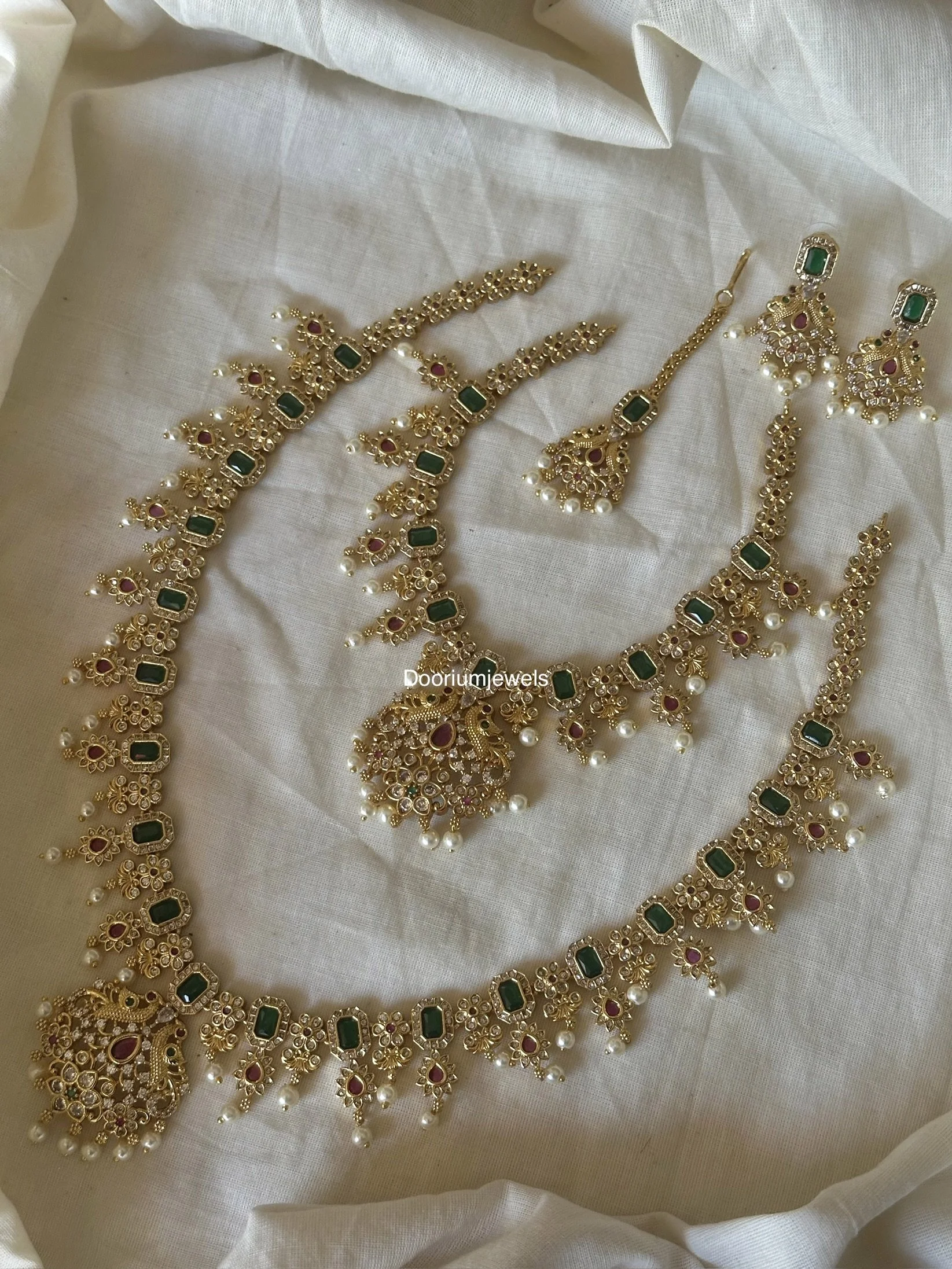 Emerlad green semi bridal set