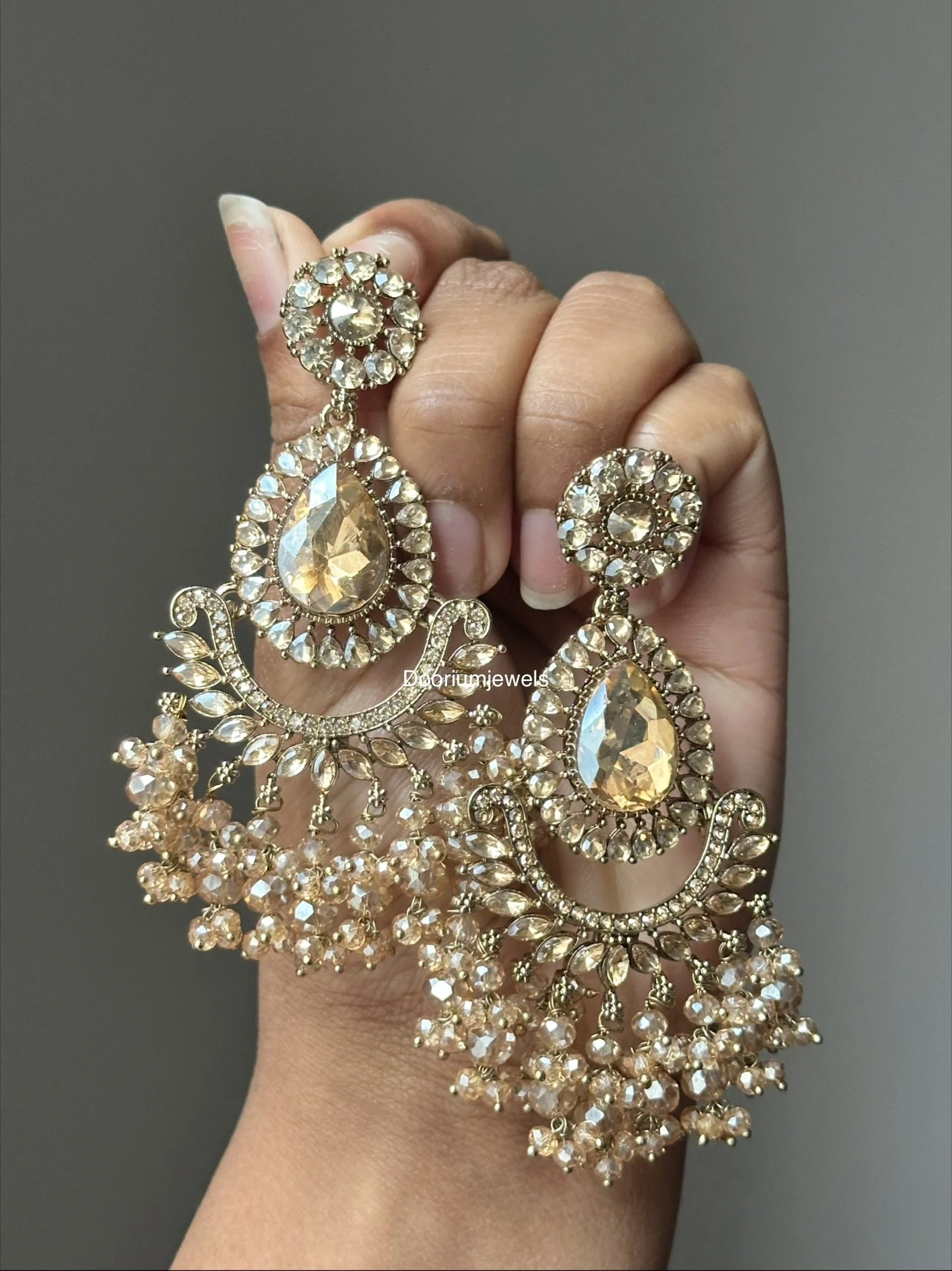 Golden raindrop chandabali
