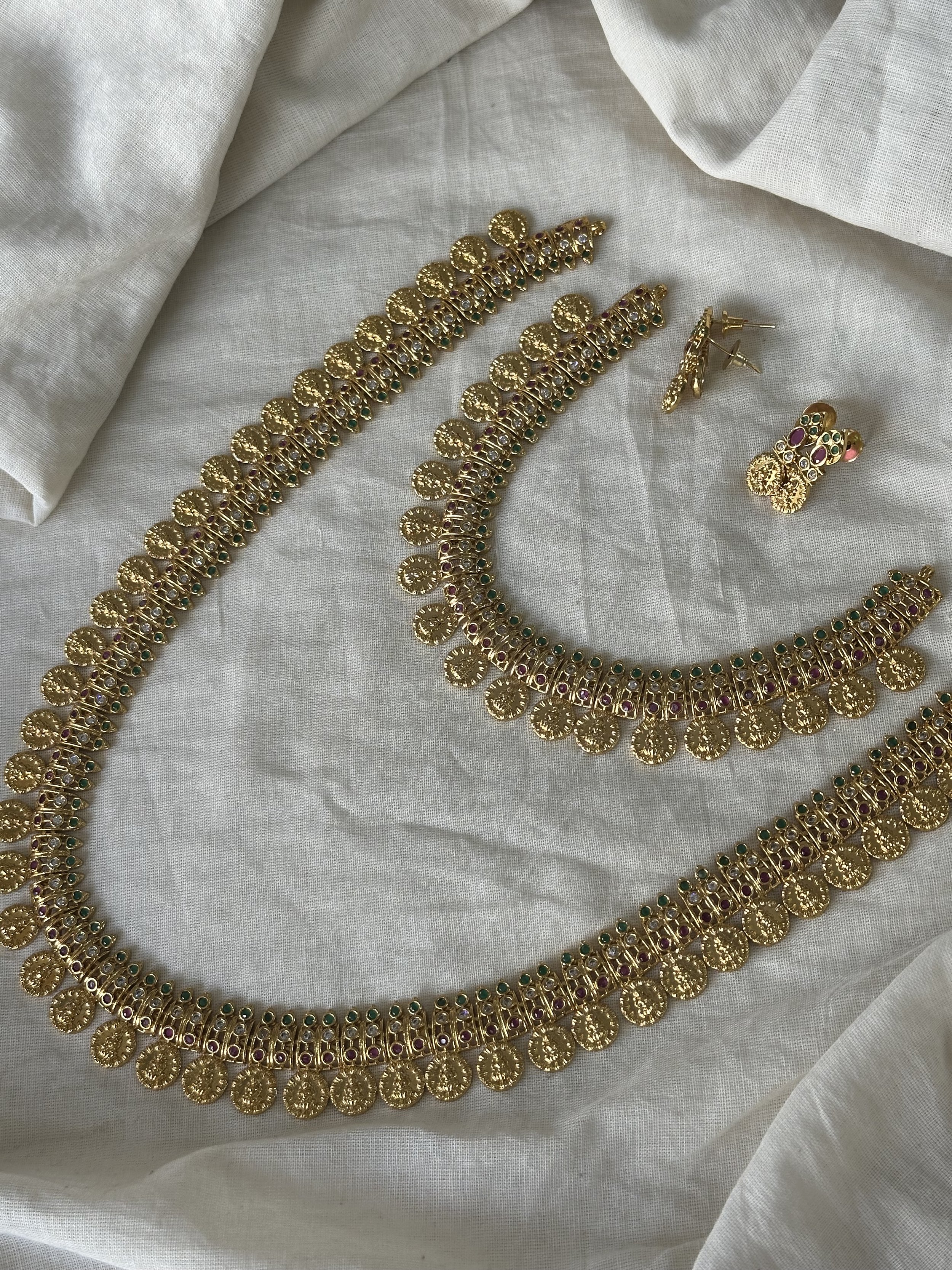 Gold bridal Multicolor kaasu mala set