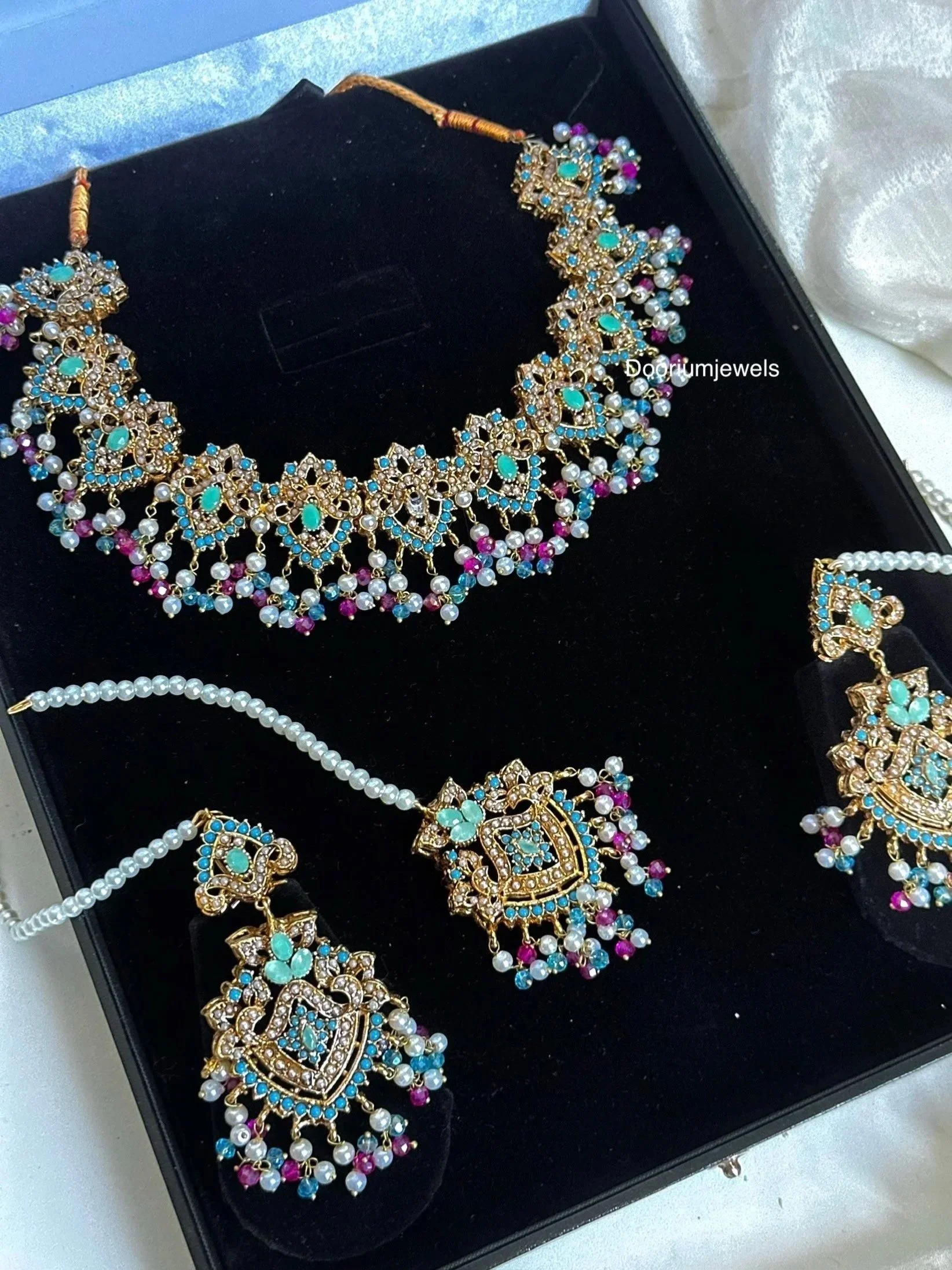 Suba in Feroza and hot pink