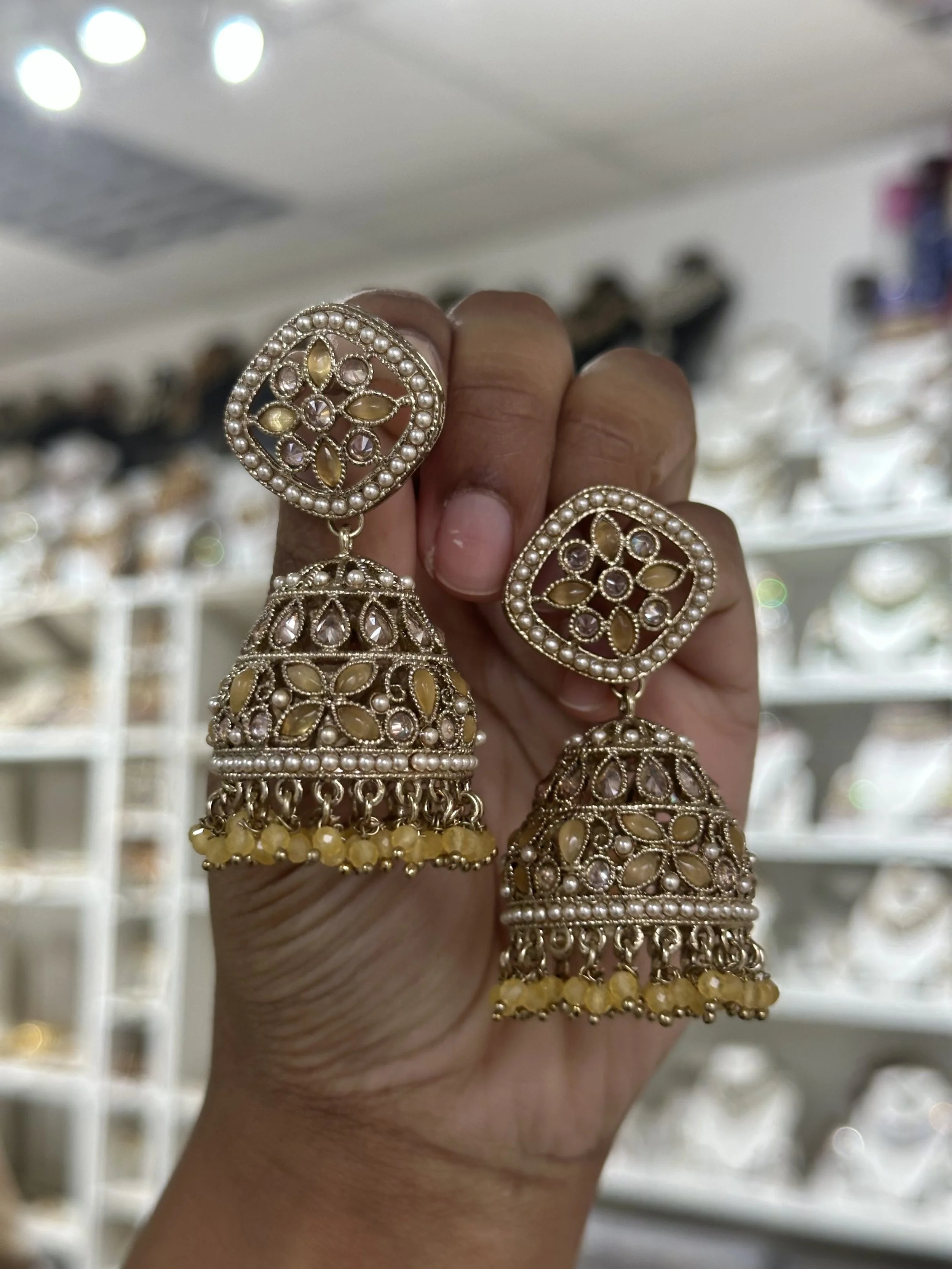Yellow large jhumka