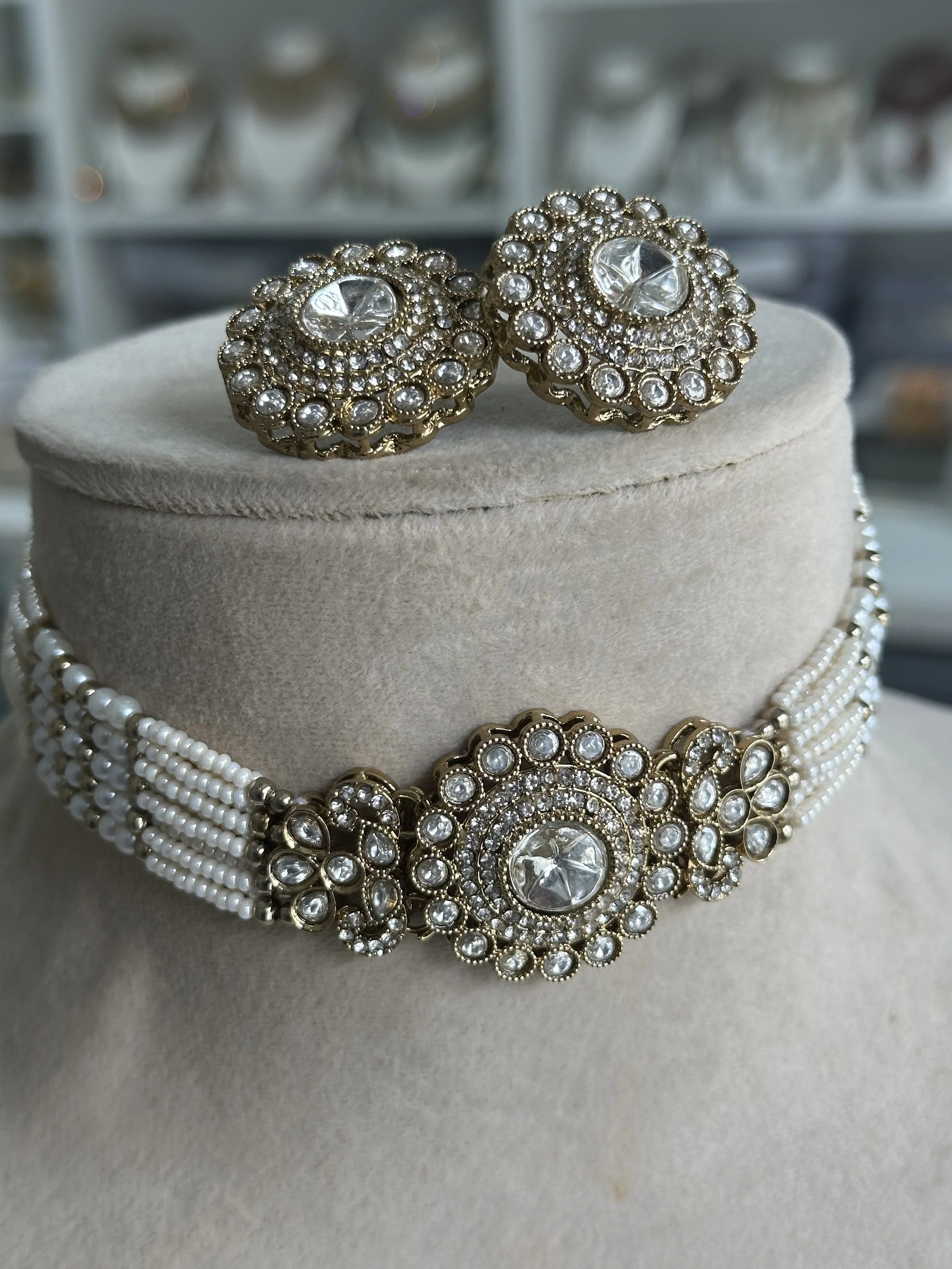 Moissanite choker set faux white