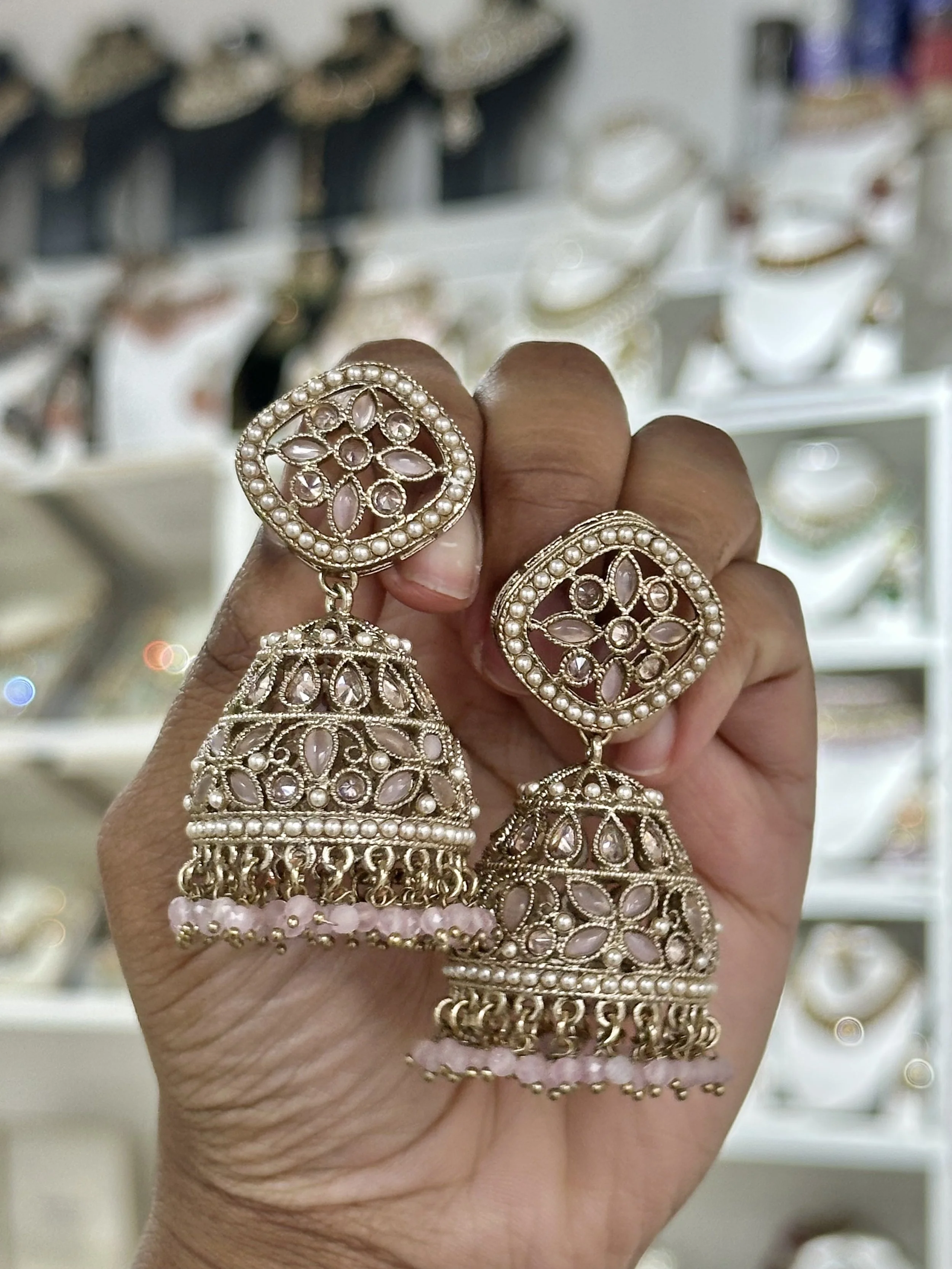 Pastel pink jhumka