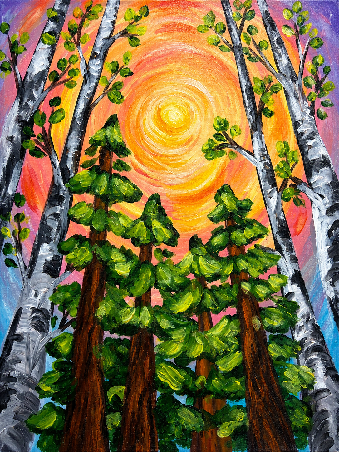 Paint Night - NIGHT TIME FOREST SCENE