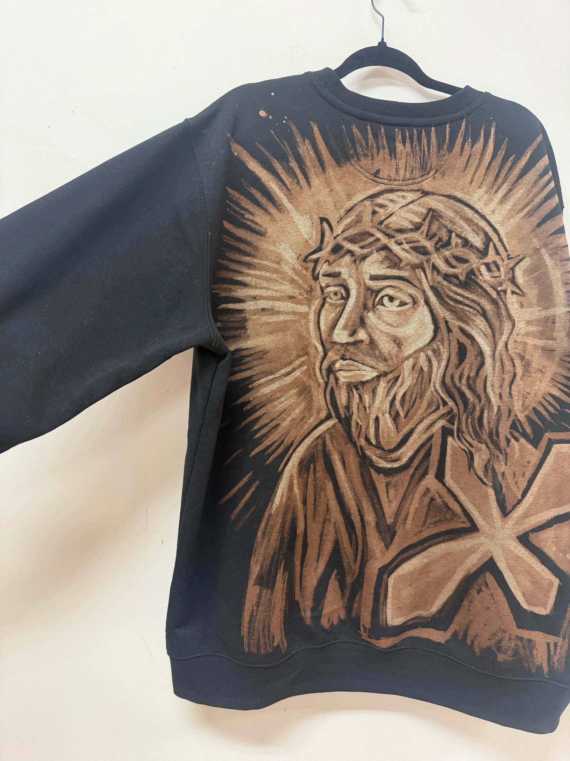 Custom Bleached Sweatshirt - Jesus Design