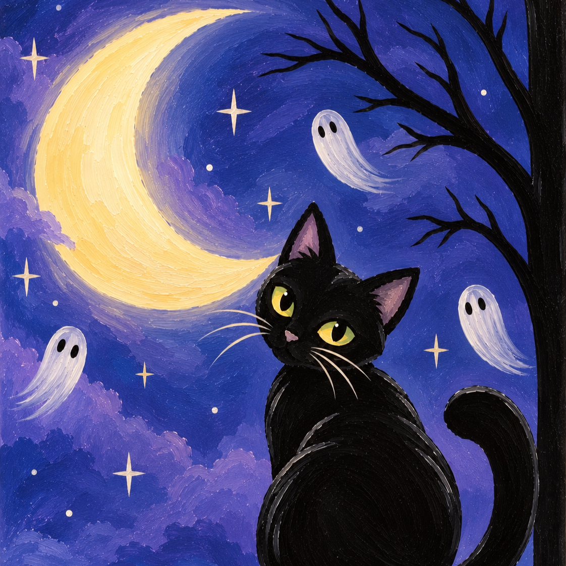 Paint Night at Cozy Cat Corner Cafe - Spooky Cat Painting