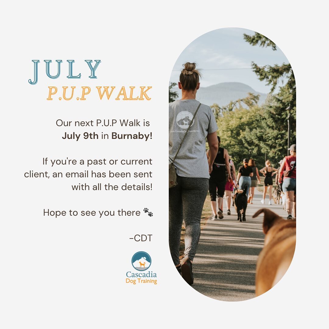 JULY P.U.P WALK! 

Our next pack walk will be in BURNABY with our trainers Danielle and Cass. 

An email has been sent out to all past and present clients with with a sign up link. DM us if you can&rsquo;t find it! 

9 SPOTS LEFT! See you there. 

&m