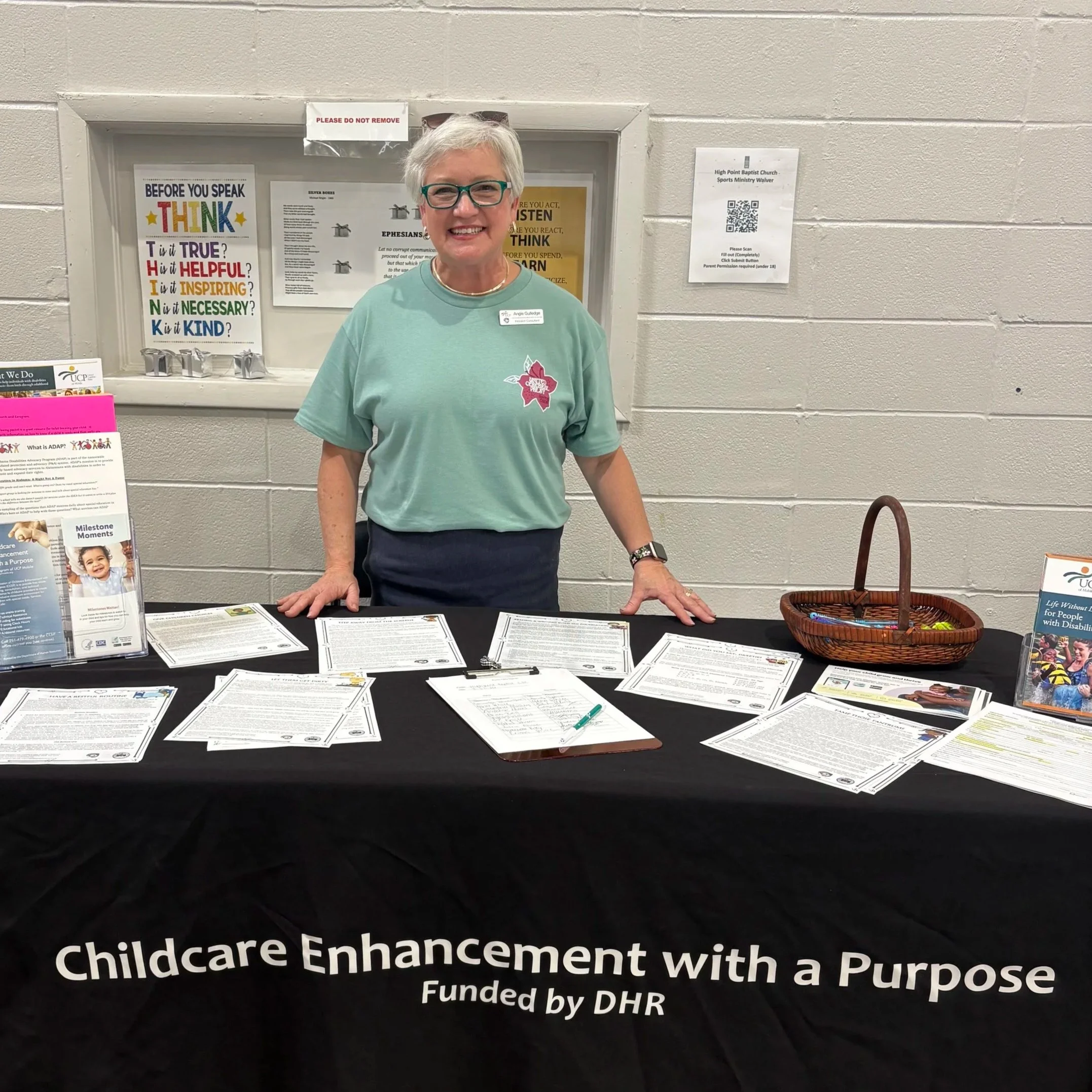 CCEP employee at info table