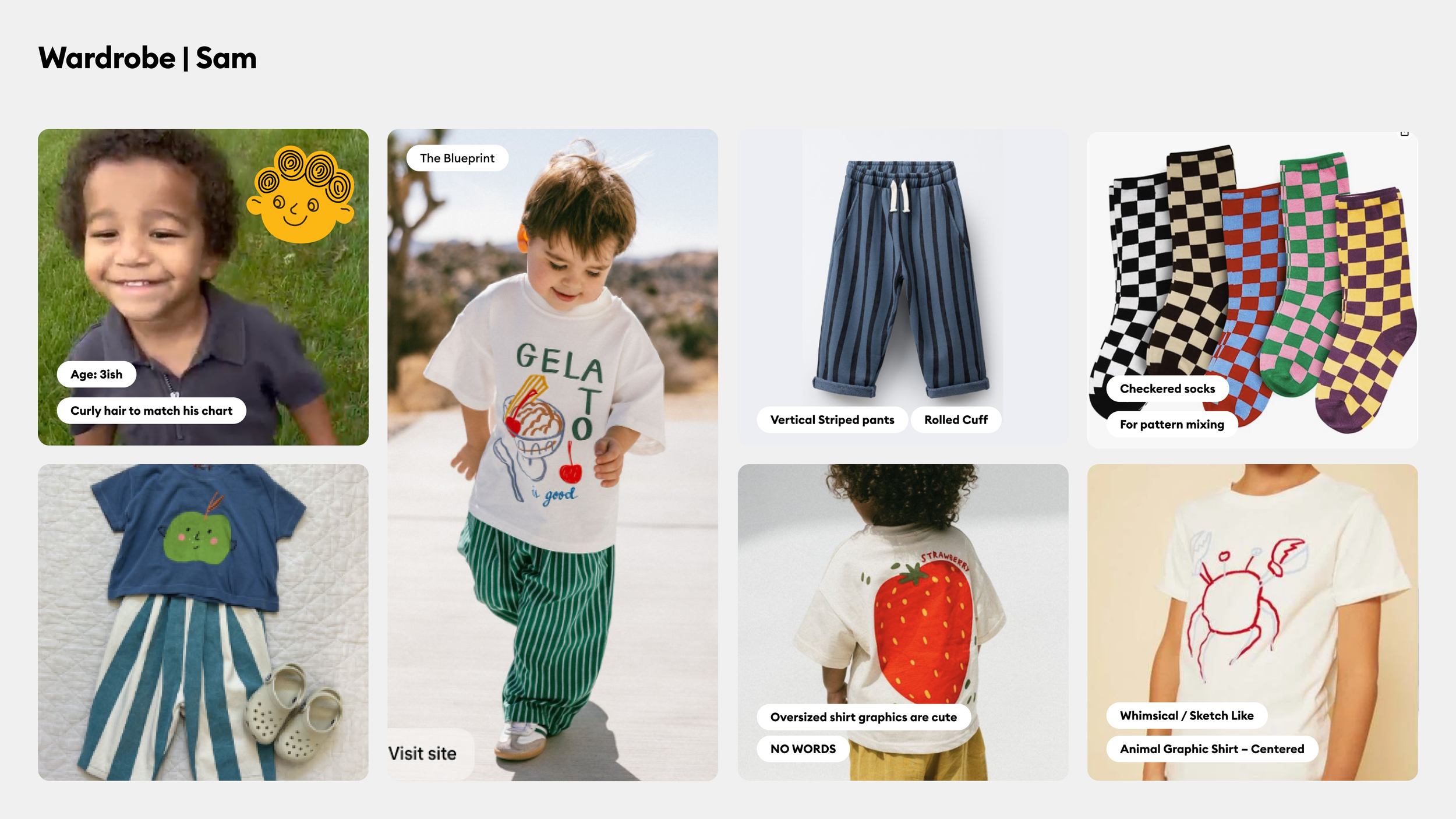 Wardrobe – Styling Mood Board (Child Talent)