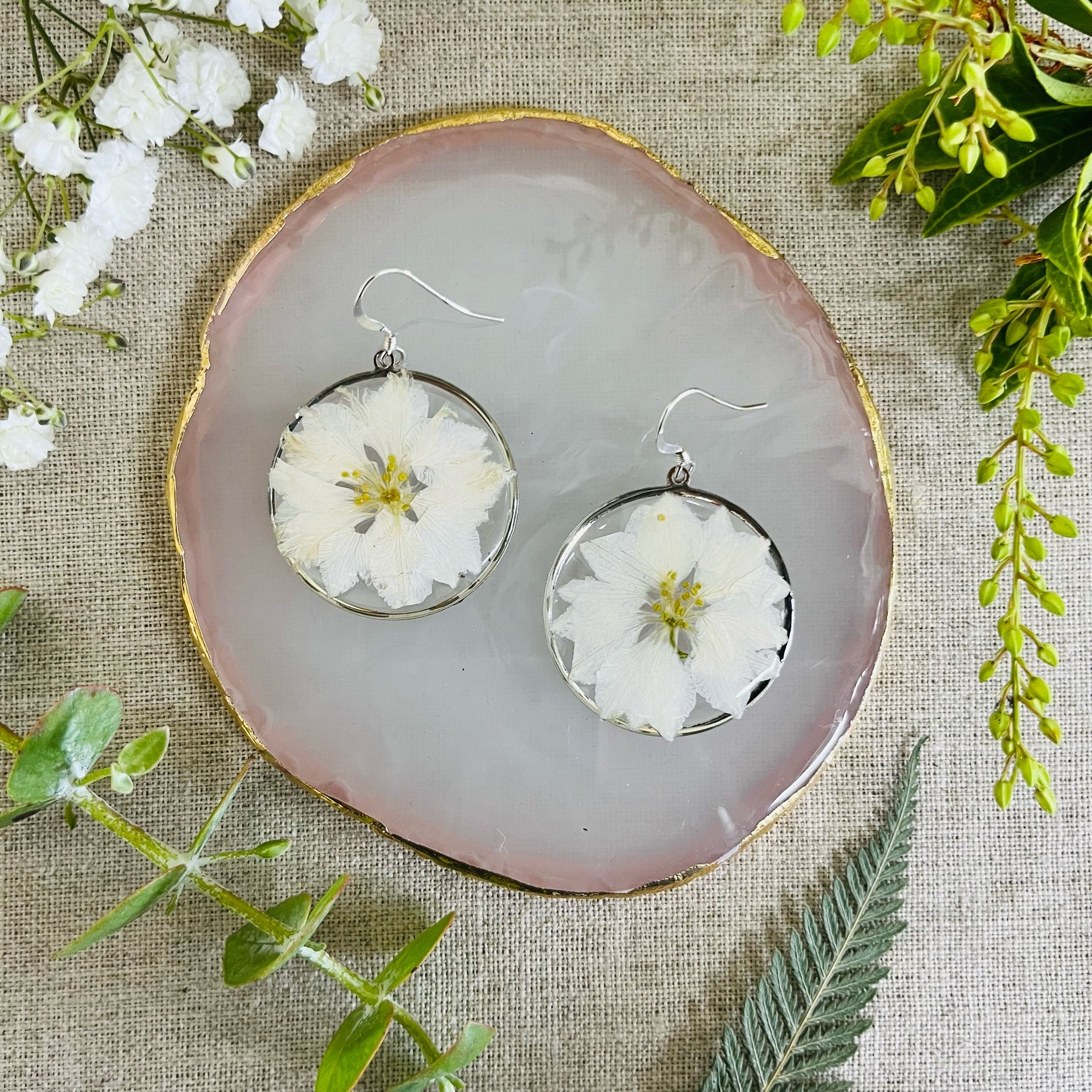 Flower Resin Earrings, Real Flower Jewellery, Pressed Flower Earrings,  Botanical Fern and Flower Earring, Mothers Gift With Natural Touch - Etsy