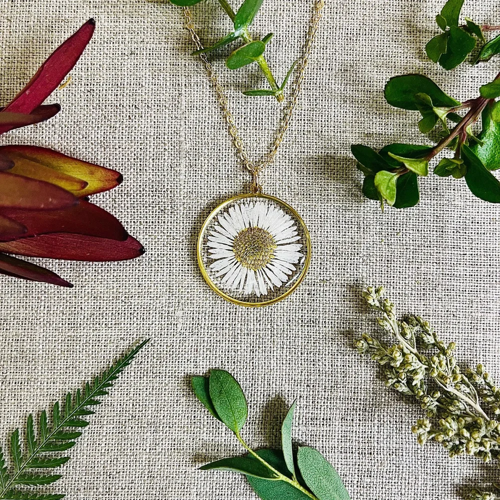 Real Pressed Daisy Flower Necklace — Wild By Design