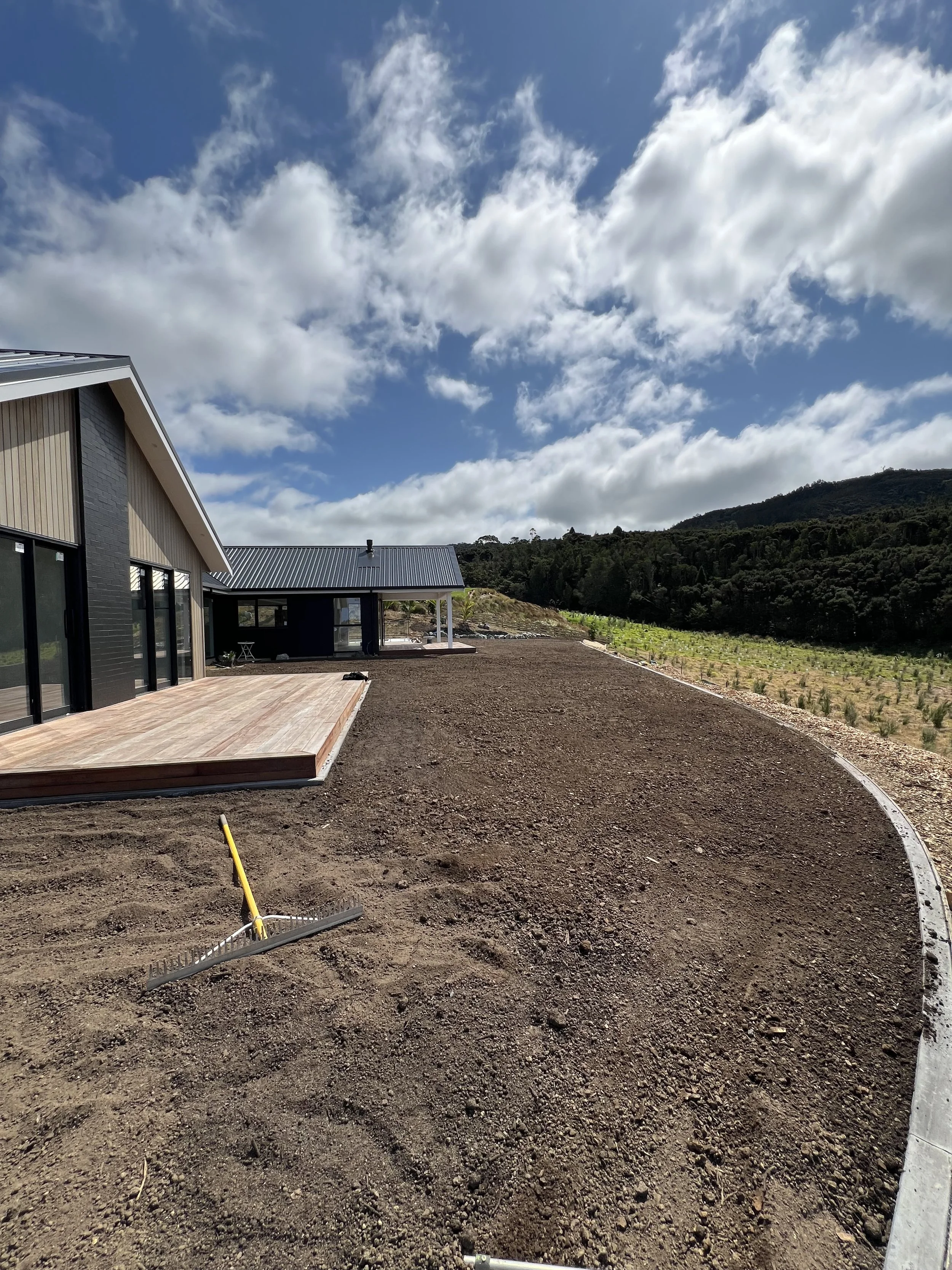Graded lawn ready for hydroseeding new build property