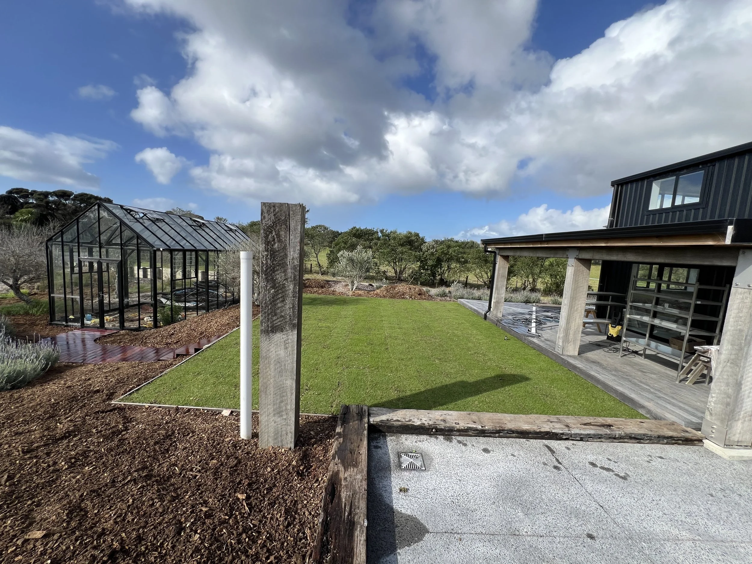 Hydroseeding lawn on new build site Mangawhai Northland
