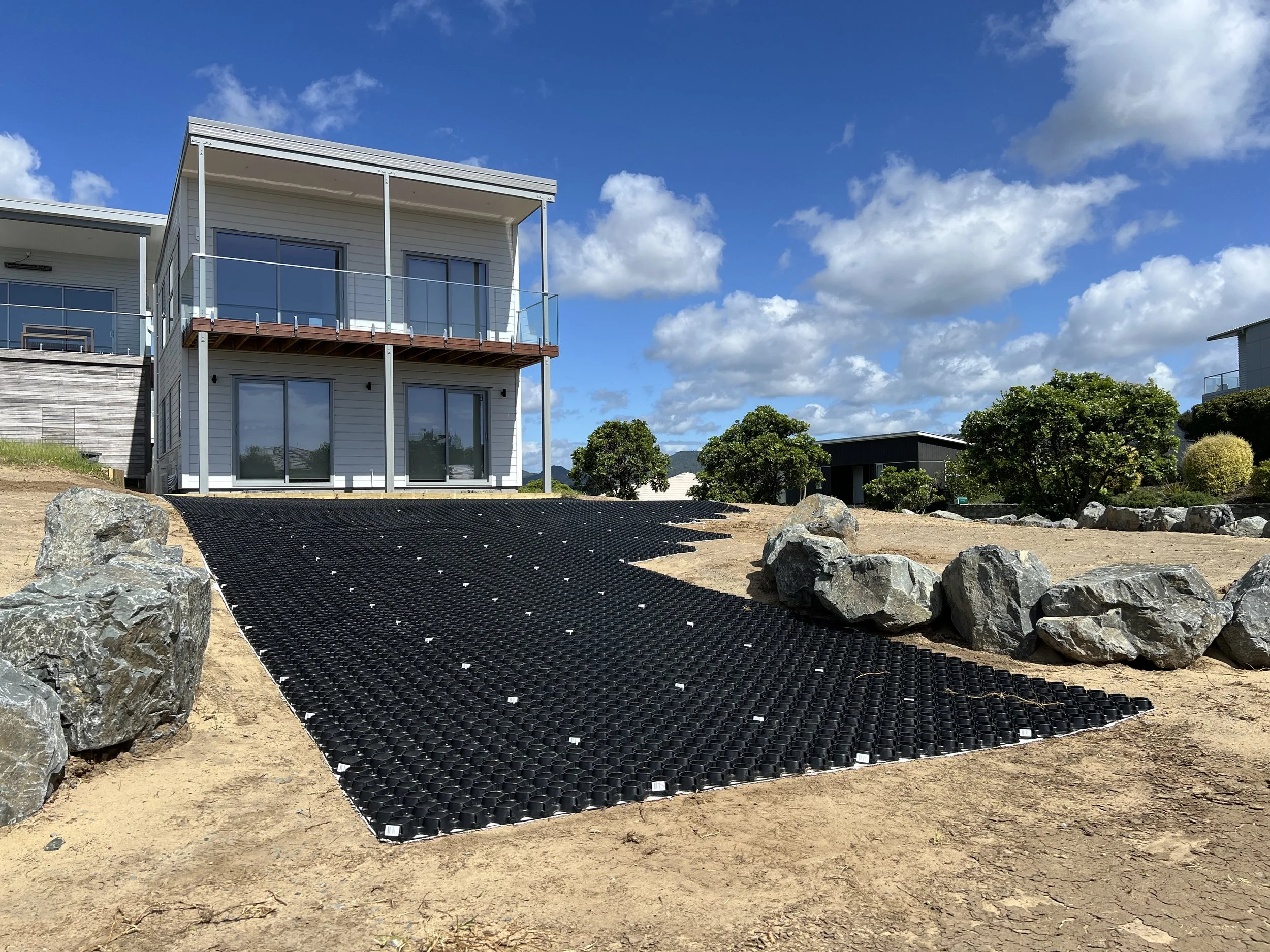Graded lawn ready for hydroseeding new build property