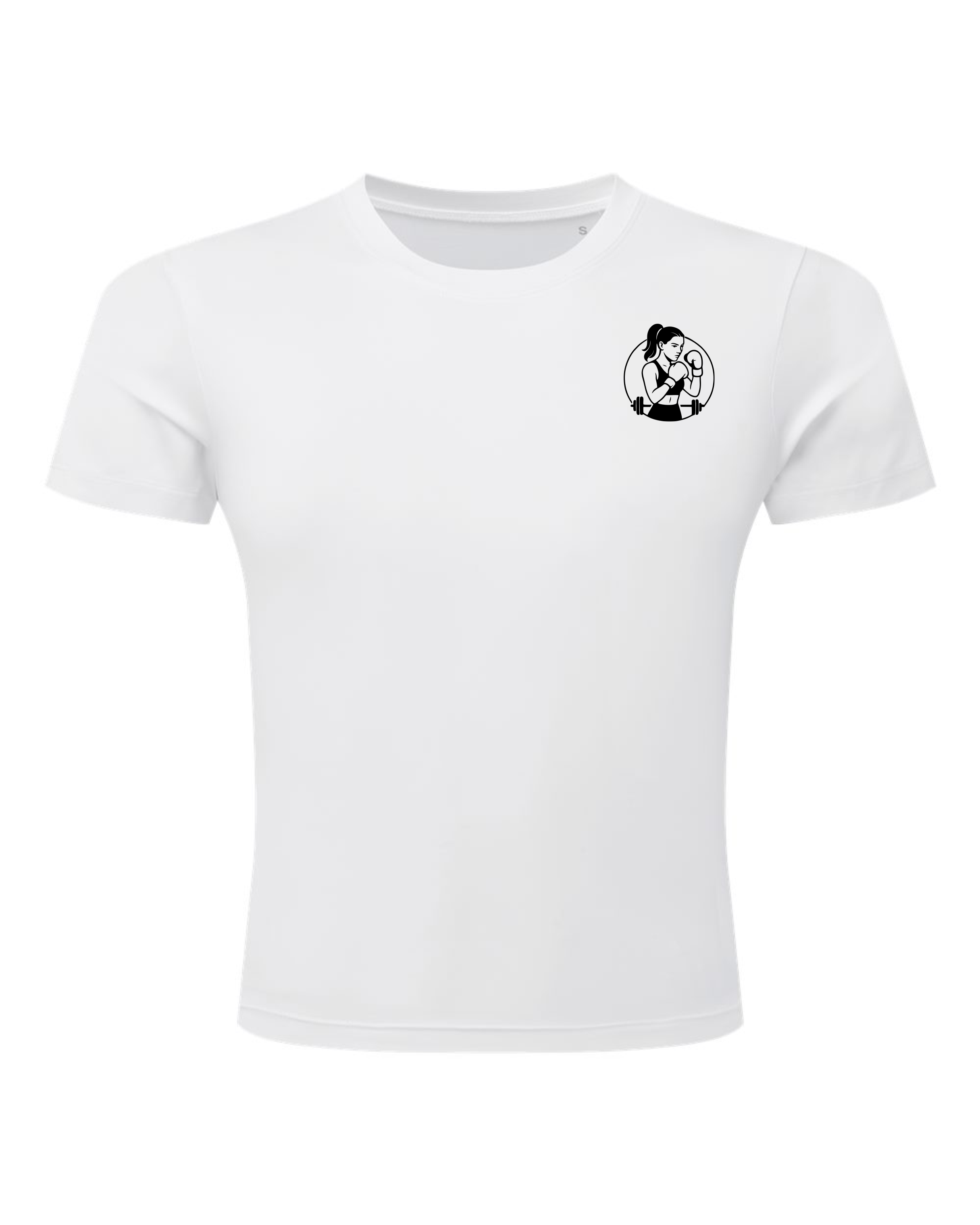 KeriKick Fitness Fitted T-Shirt White Front.png