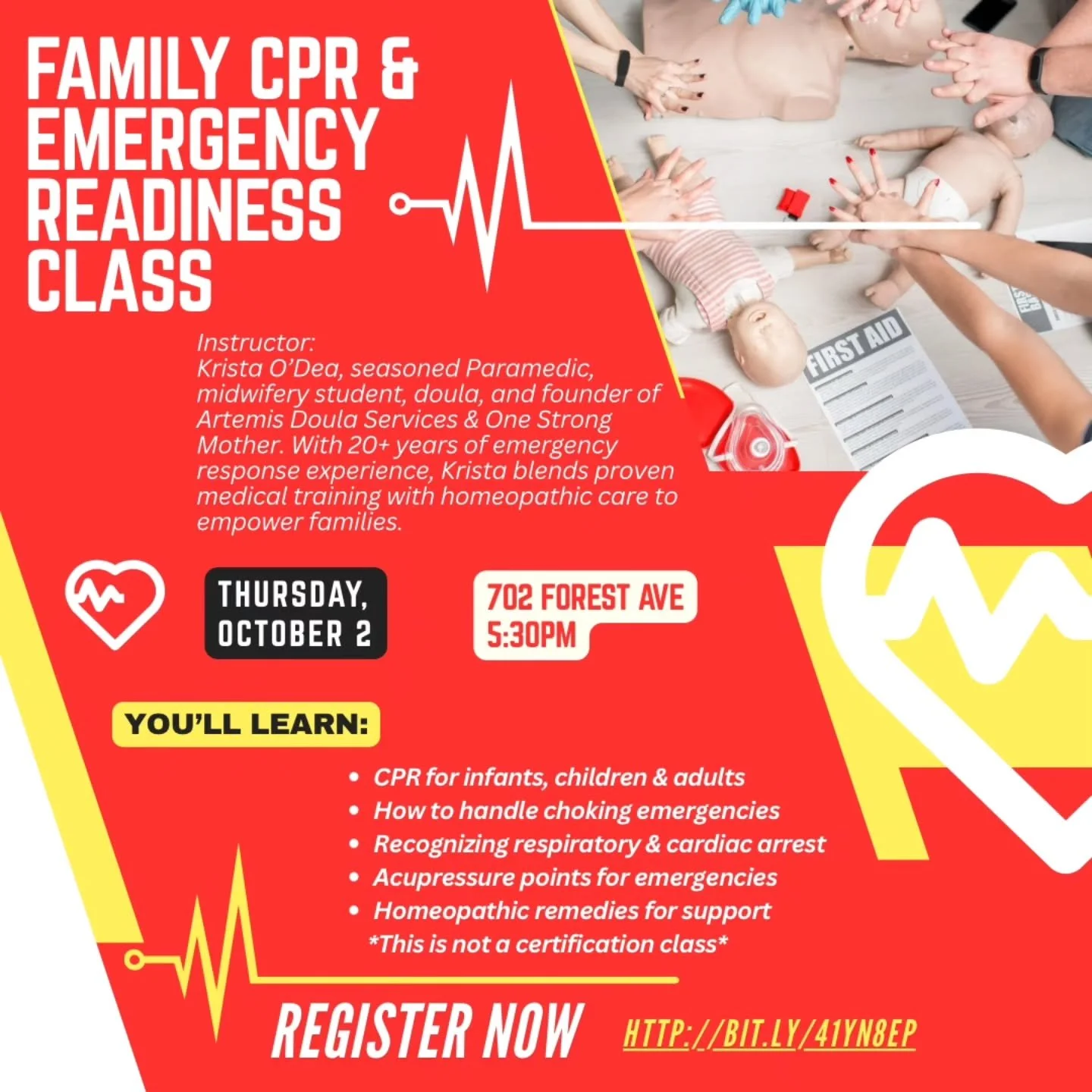 Join me in Staten Island - 702 Forest Ave on October 2nd @ 5:30pm for CPR and Choking Emergencies for Families.

Also, learn Homeopathy for Emergencies and Traditional Chinese Medicine Acupressure Points.

Thank you @sunnysideupbirthco for hosting an
