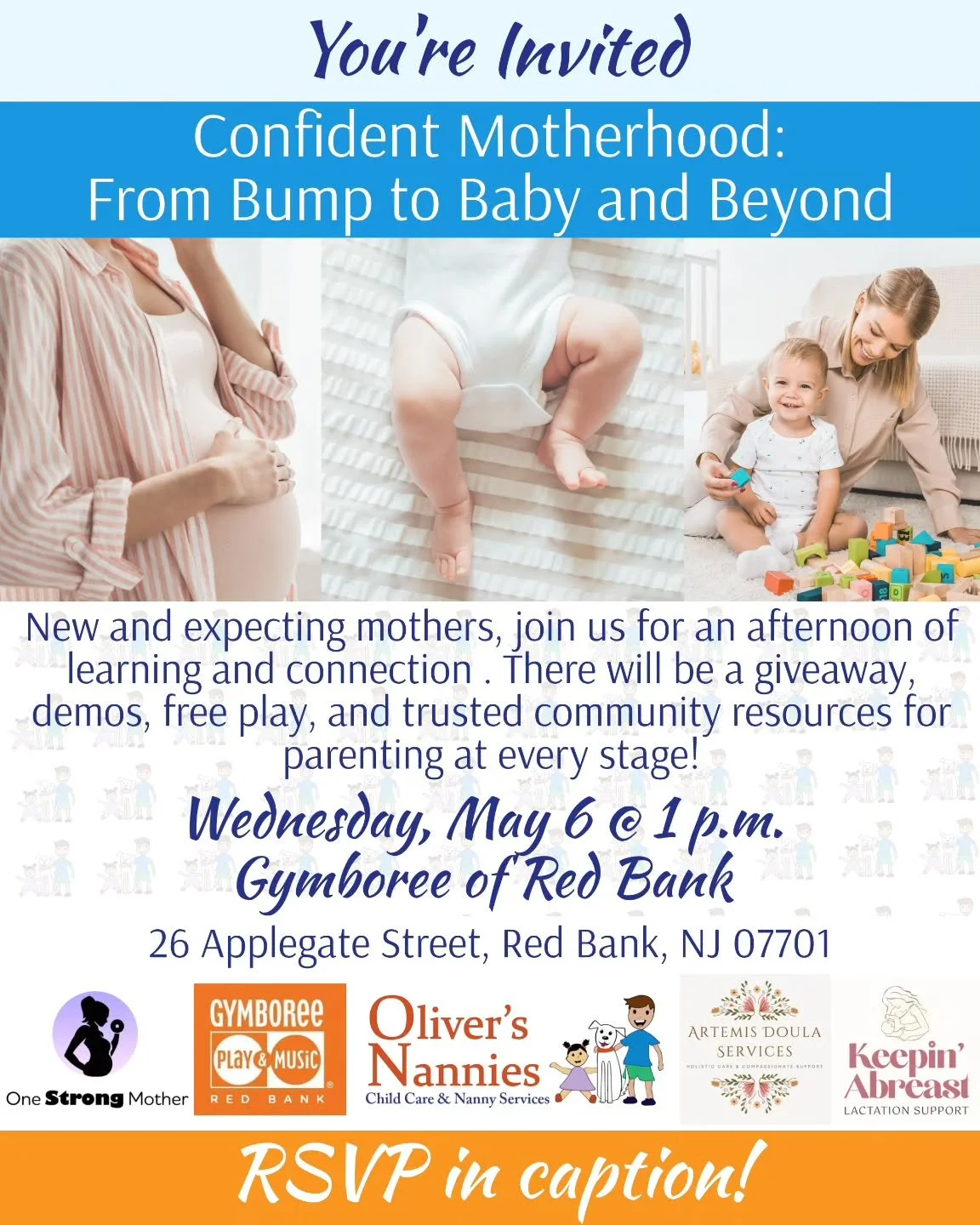 Join me, @keepinabreastlactation , @oliversnanniesmonmouthnj , and @gymboreeclasses_redbank on Wednesday, May 6th @ 1pm for a free event for moms and moms to be! 

Register by emailing: monmouthnj@oliversnannies.com

#communityfirst
#prenatalcare 
#p