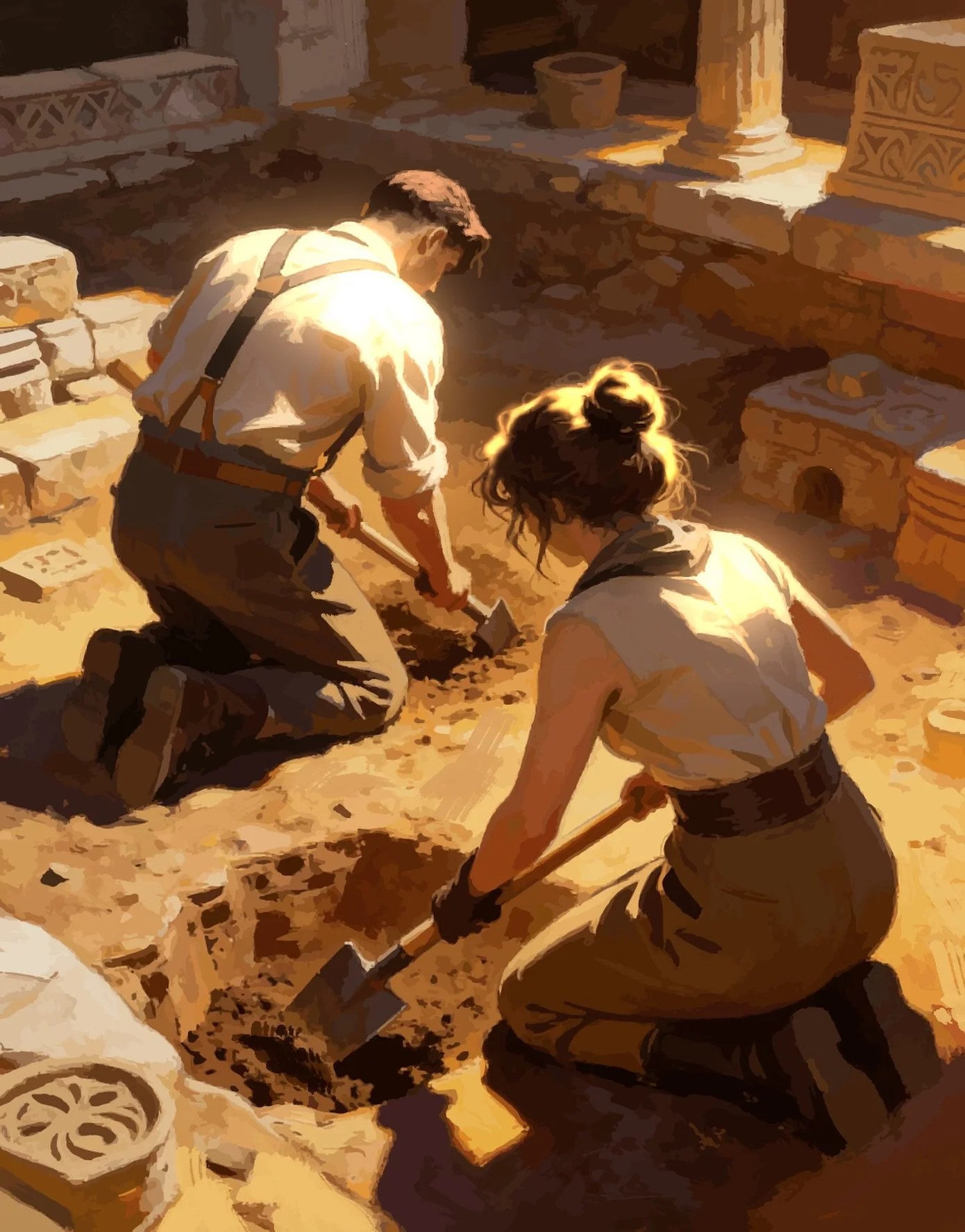 Let the adventure begin 🏛️

Ancient history is waiting to be discovered&hellip; are you ready to uncover it?

Thank you to Ben (chromesworks) for bringing this vision of Clara and Henry at the expedition to life! It&rsquo;s so beautiful and exactly 