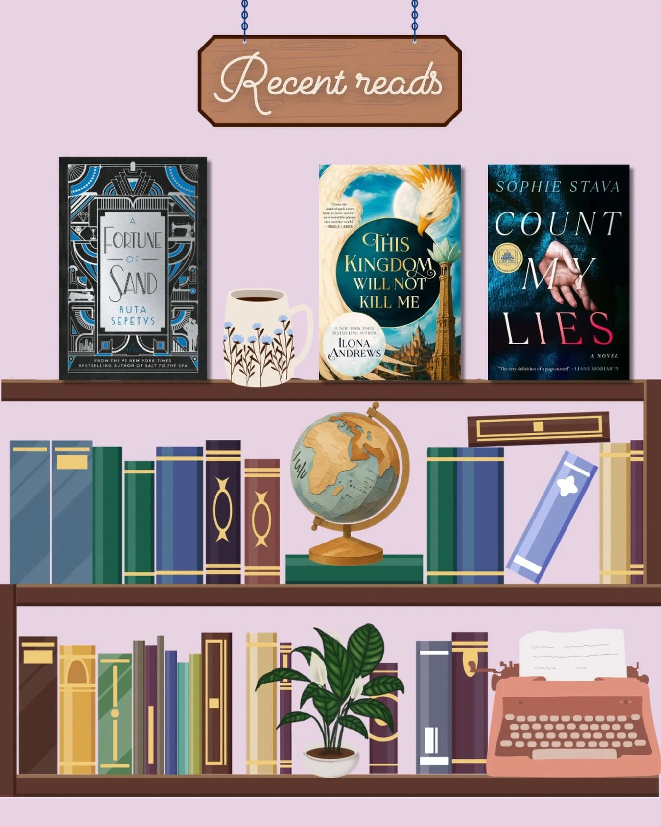 Recent reads to start summer📖:

🚘 A Fortune of Sand
🐦&zwj;🔥 This Kingdom Will Not Kill Me
💅 Count My Lies 

#read #booksbooksbooks #readersgonnaread #bookrecs #recomended