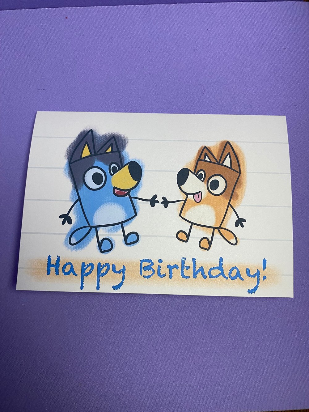 Bluey and Bingo ‘Happy Birthday’ Card // bluey birthday // bluey birthday  party // bluey bingo // bluey gifts for kids — AstroManatee