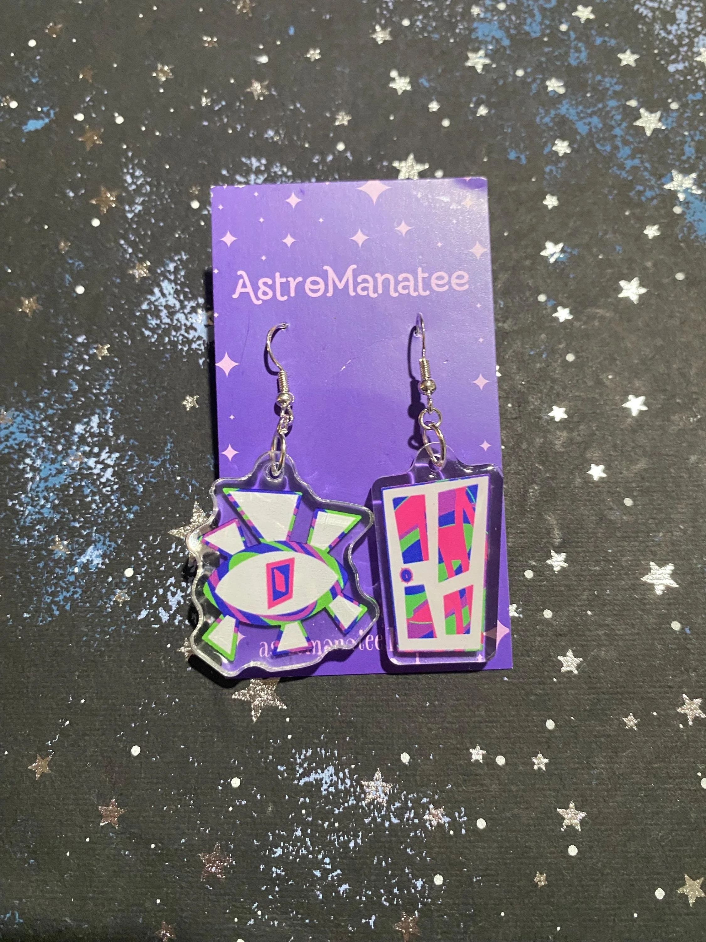 1” The Magnus Archives Inspired Earring or Keychain Set - Spiral & Eye// shrink plastic earring