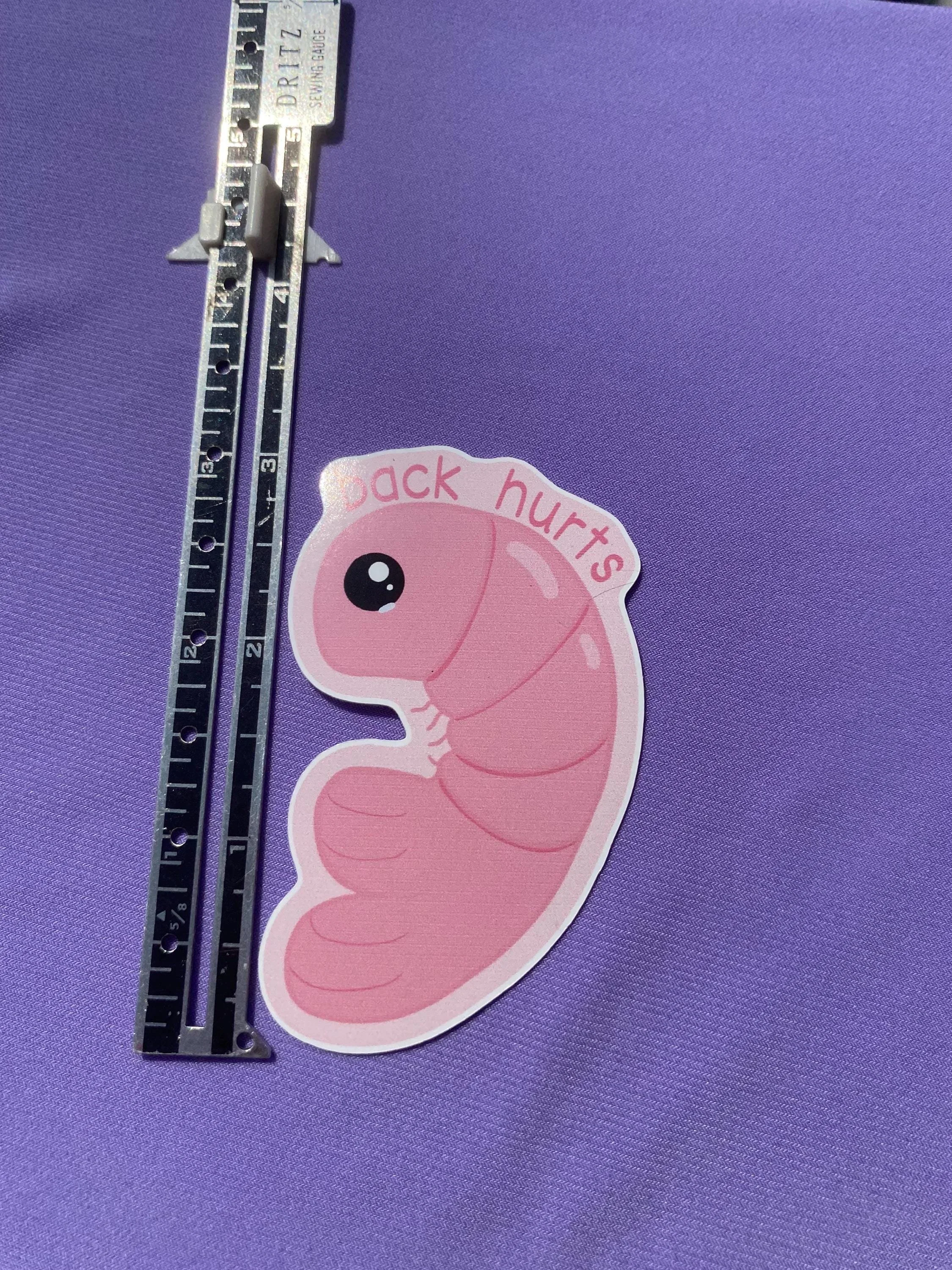 Shrimp Back Hurts 2.5” Waterproof Sticker // Cute Animal Sticker // shrimp posture sticker // simple sticker // back hurts // shrimple