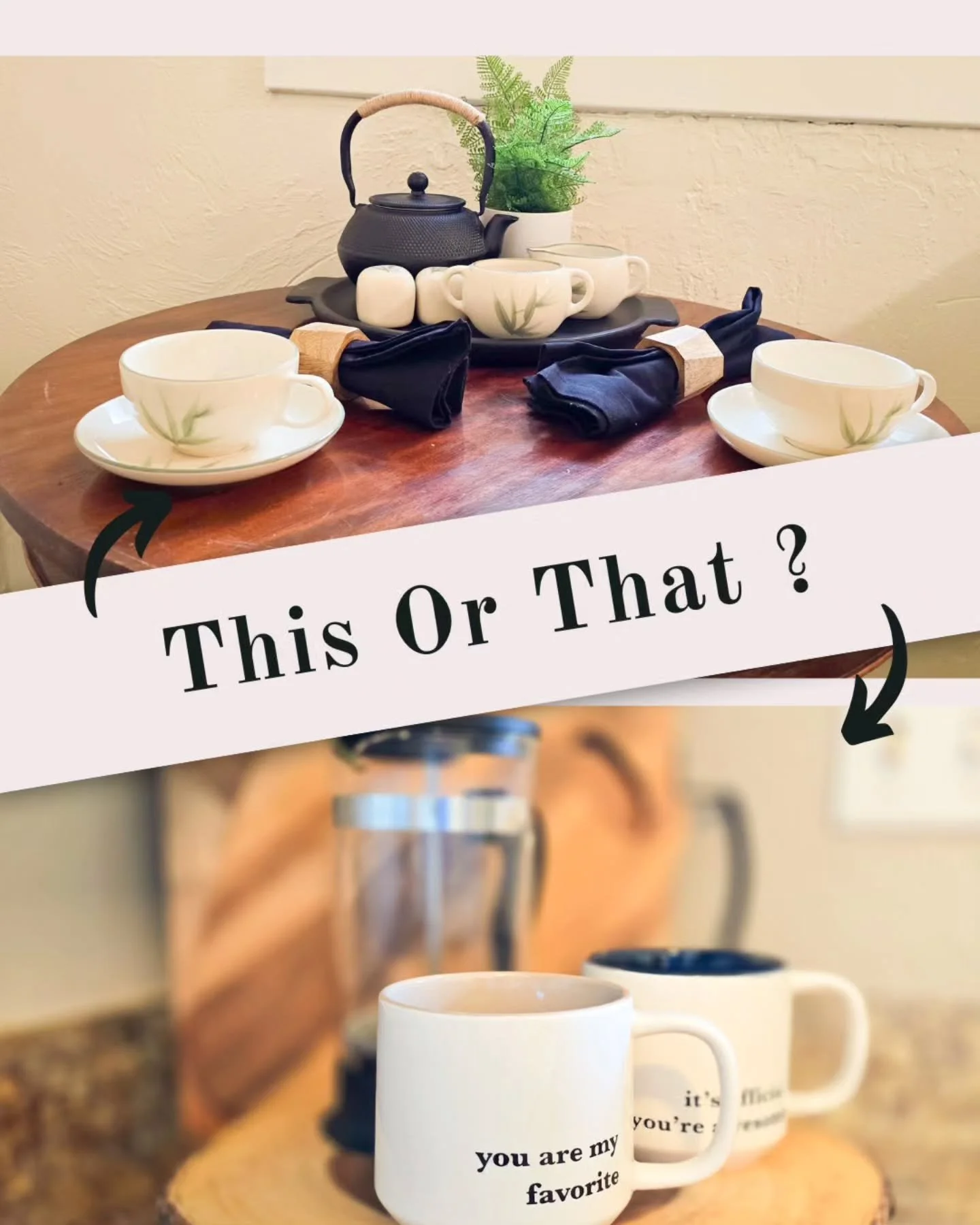 In home staging, we love creating moments where buyers can connect with the home and see what life might be like. One way I like to do this is with a coffee nook or tea setting.

So tell me, what is your morning go-to beverage?

What are you sipping 
