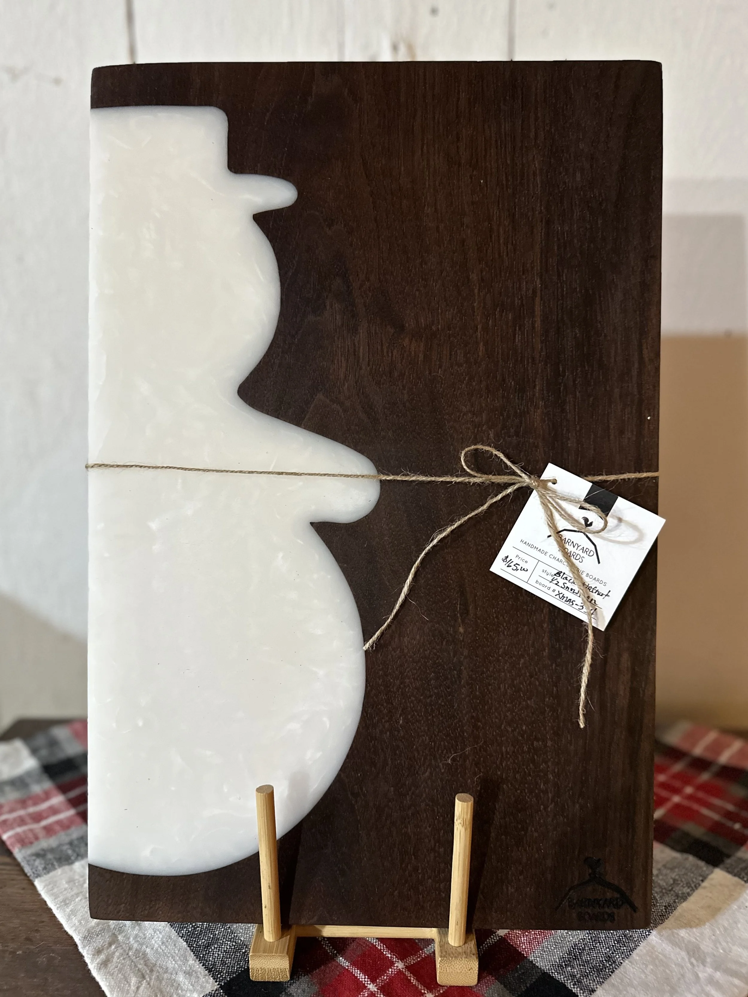 Black Walnut with White Epoxy 1/2 Snowman