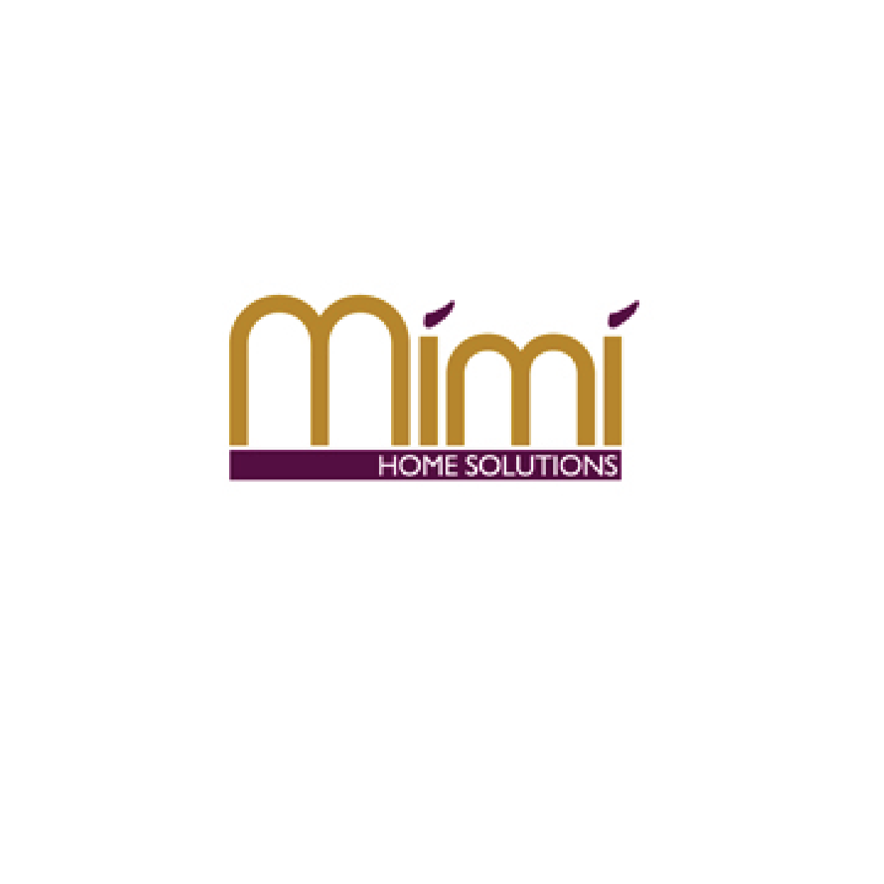 Logo for Mimi Home Solutions with gold and purple text.