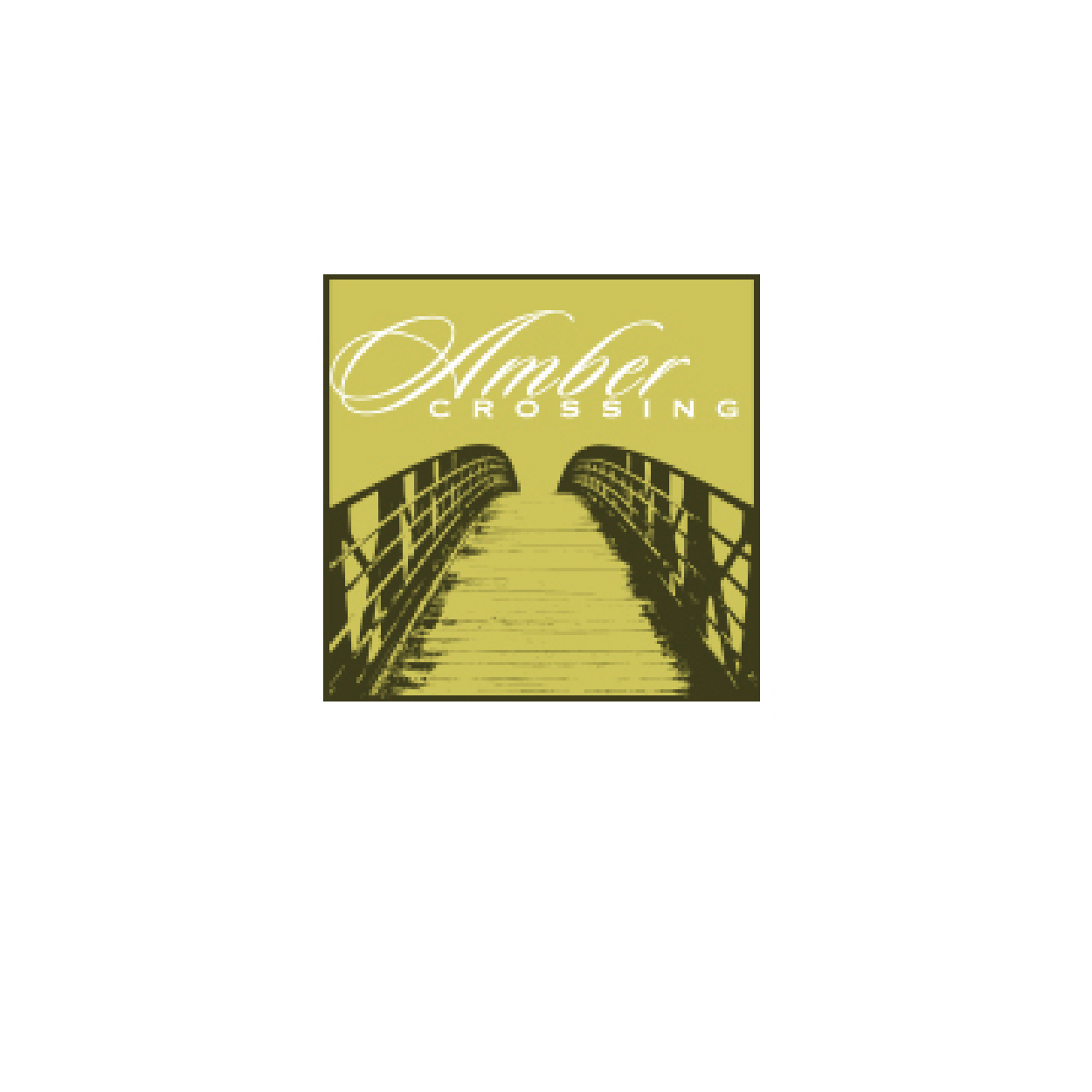 Album cover art with a bridge leading into the distance, titled 'Harbor Crossing' in cursive and uppercase font, in shades of yellow and black.