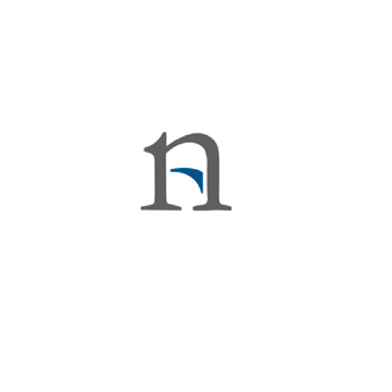 Logo featuring a stylized lowercase 'n' with a blue accent underneath.