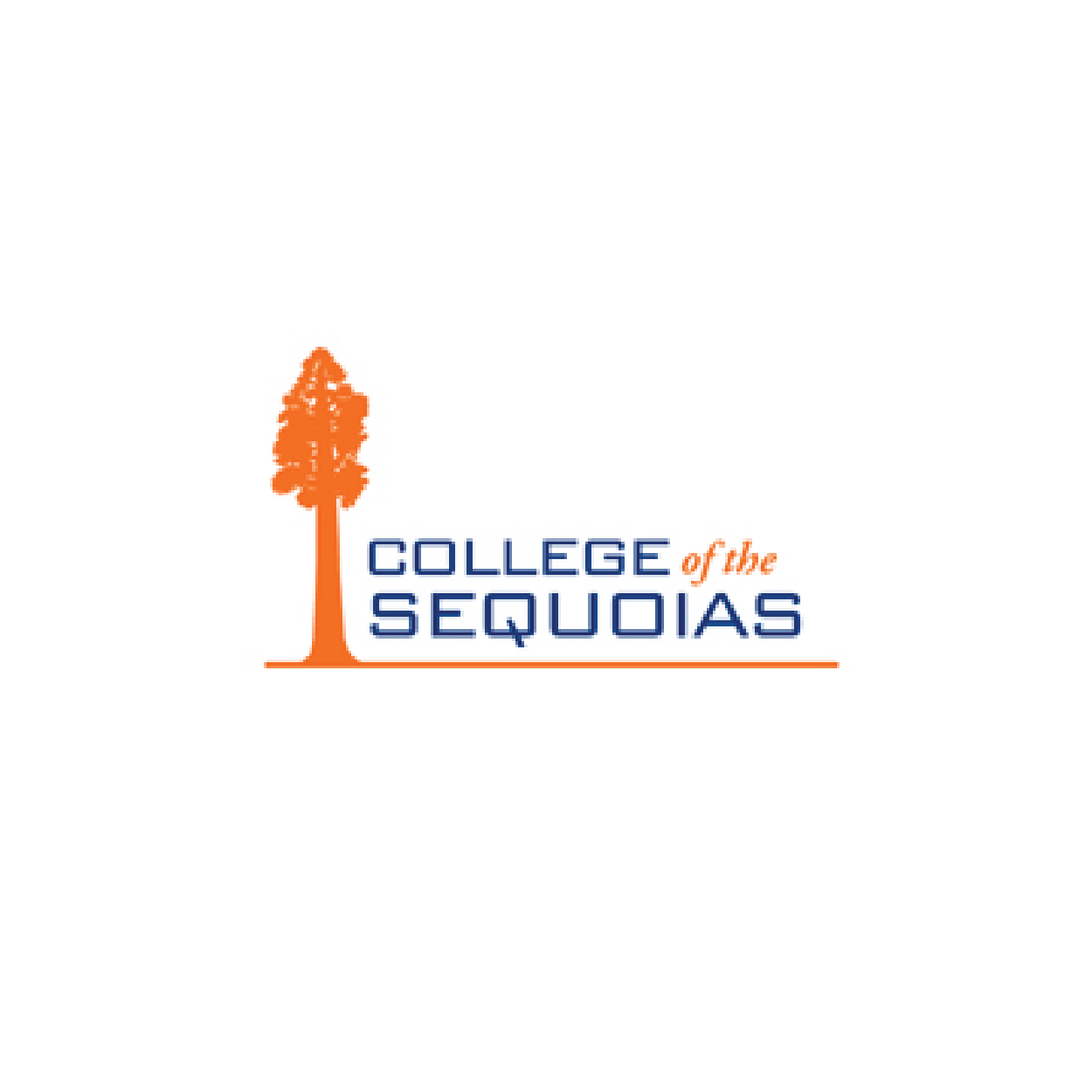 Logo for College of the Sequias featuring an orange tree silhouette and blue text reading 'College of the Sequias' with 'of the' in orange.