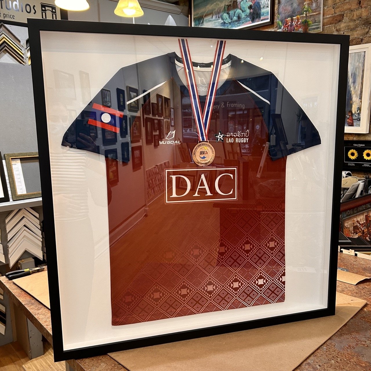 Framed Rugby Jersey with Medal