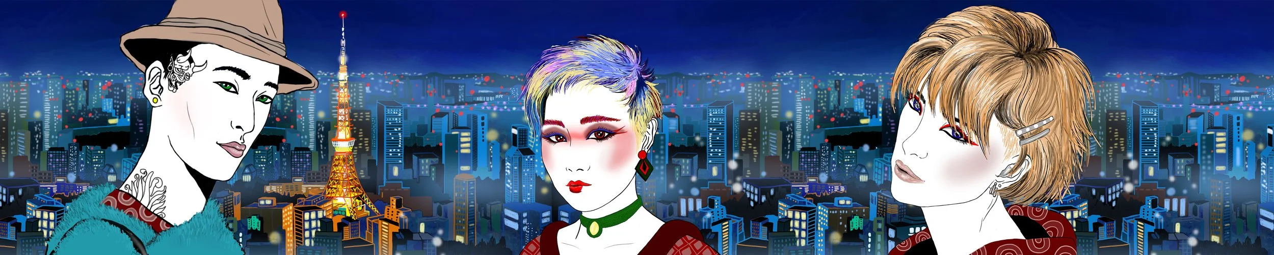 Characters from animated projection above the bar at Kibou Clifton