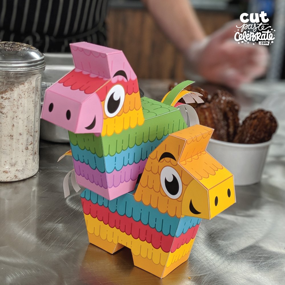 Our printable mini piñatas are available in 4 different colors.