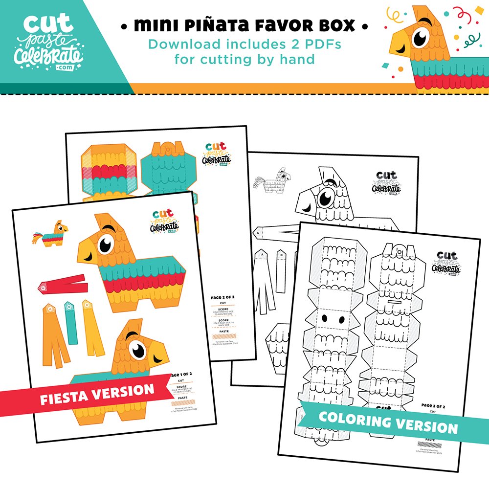 Your printable mini piñata purchase comes with two PDF files.