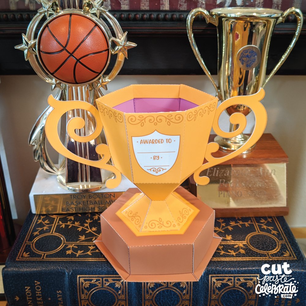 Personalize these printable DIY Trophies by writing names on back