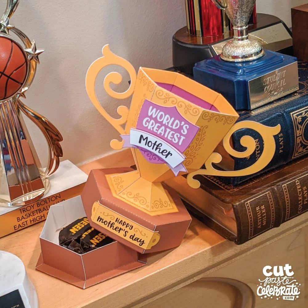 Hide a treat inside base of these printable DIY Trophies.