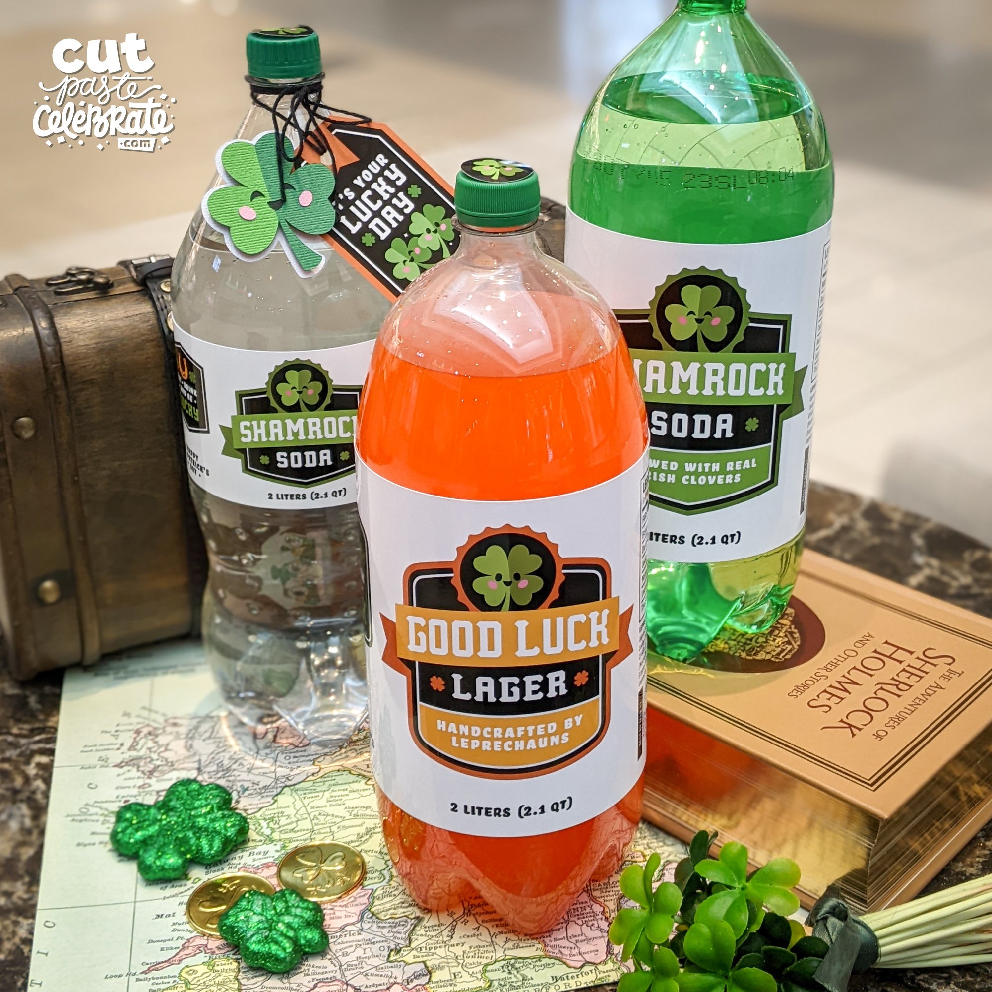Find your favorite drink and make it festive with our printable St. Patrick's Day drink labels.