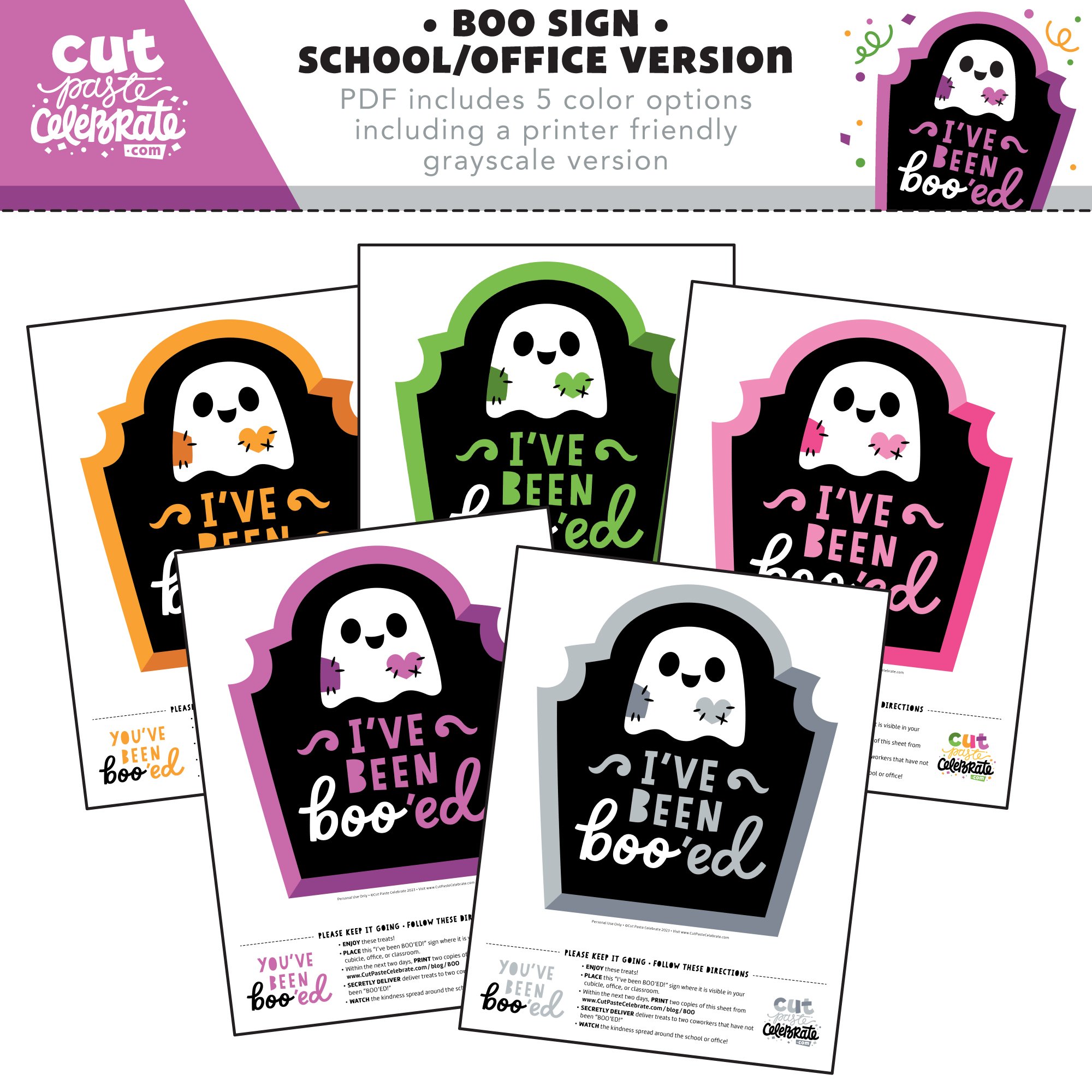 Spread kindness around your school or office with our FREE printable "Boo" signs.